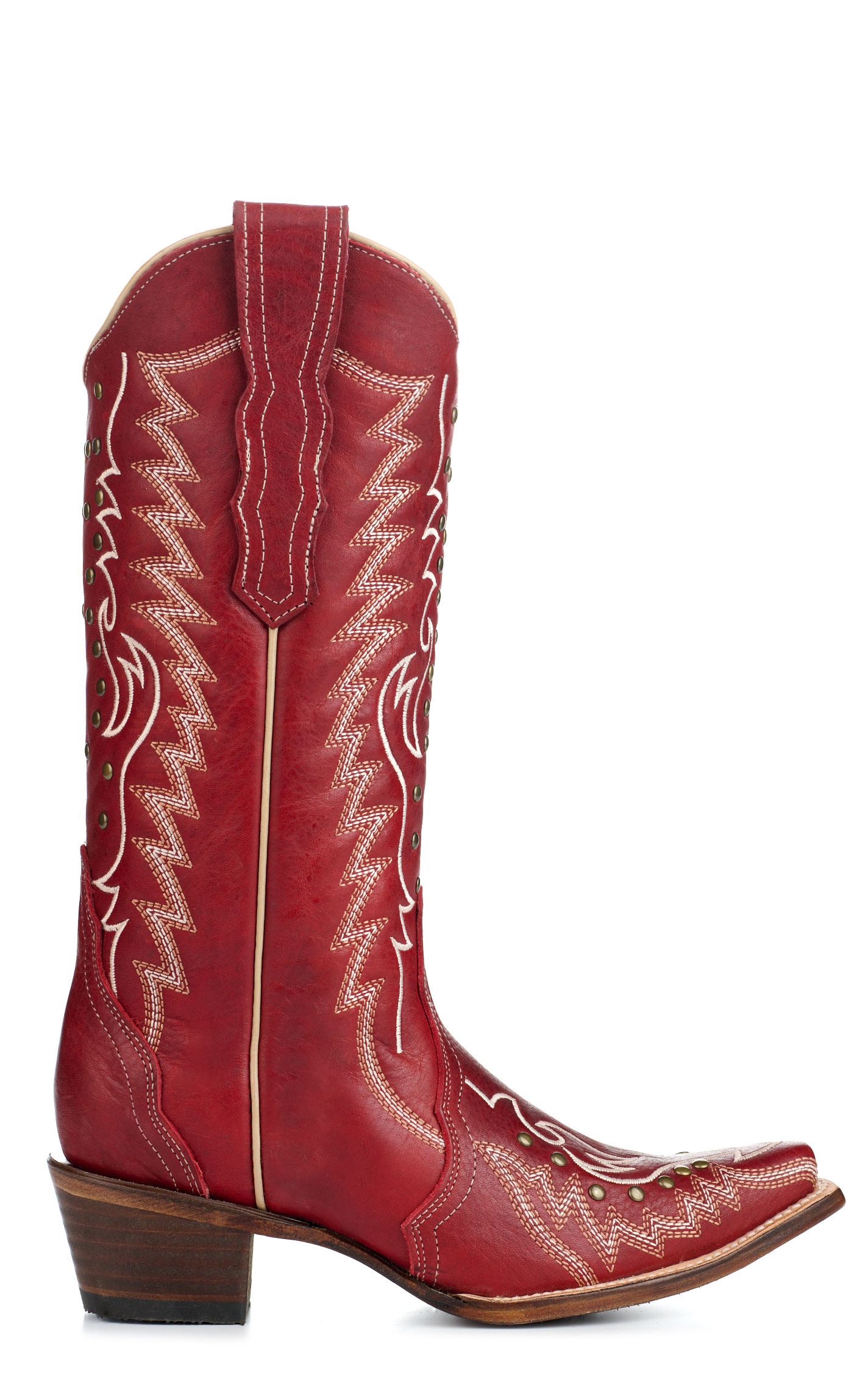 Circle G by Corral Women's Red with Studs Snip Toe Cowboy Boots - Image 1