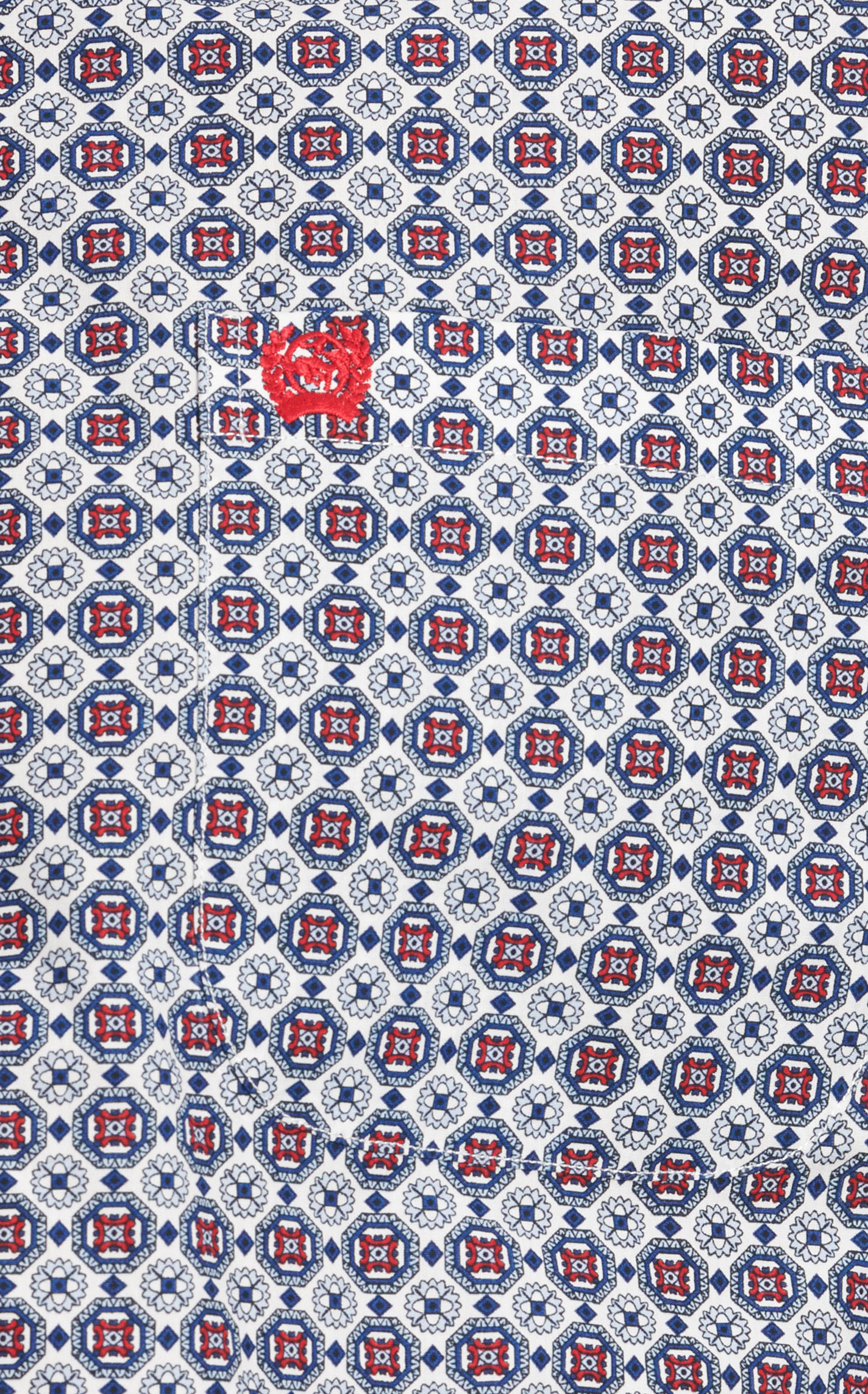 Cinch Men's White Navy & Red Geo Print Short Sleeve Western Shirt - Image 1