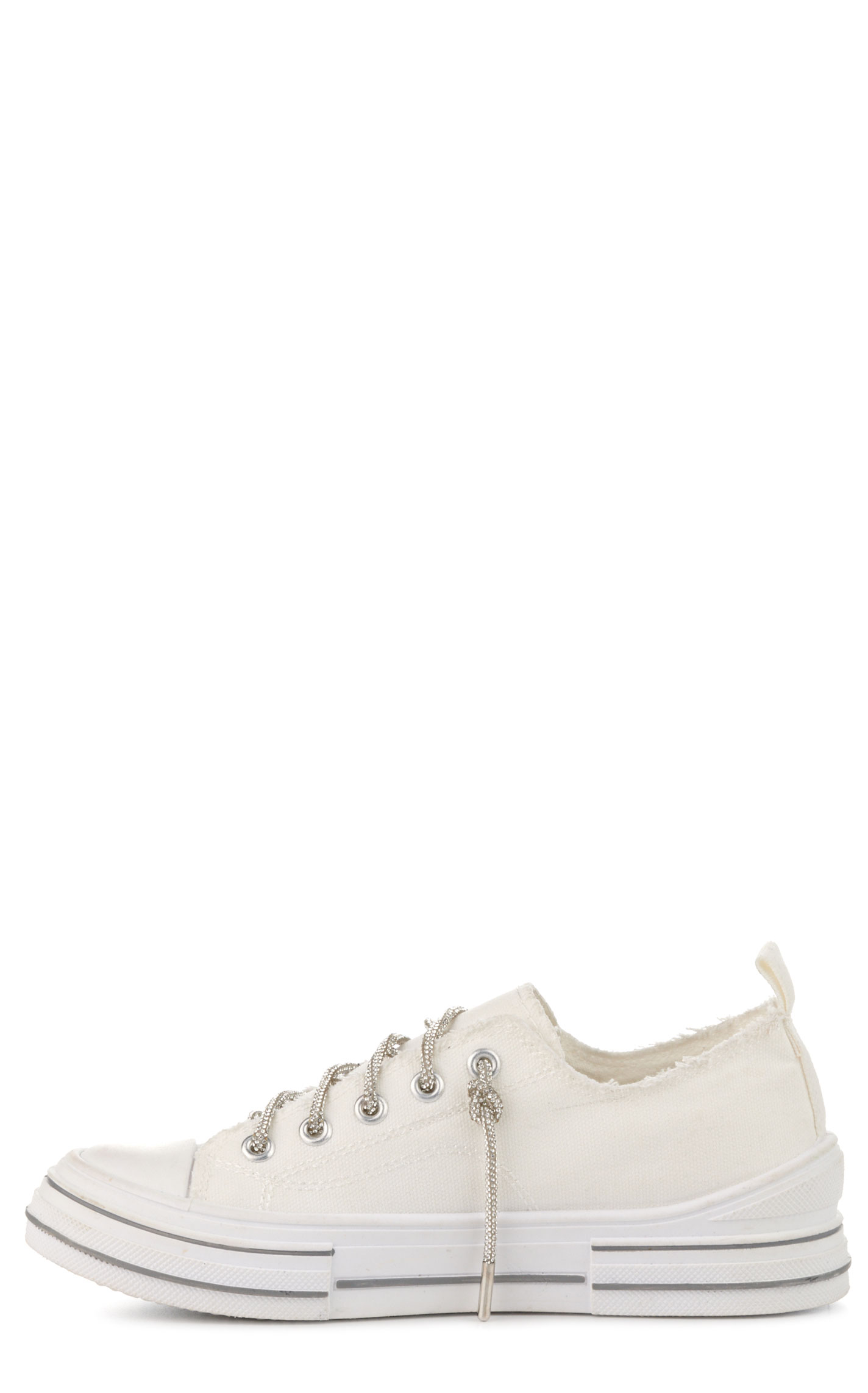 Very G Women's Aman White with Silver Bling Laces Platform Sneakers - Image 1