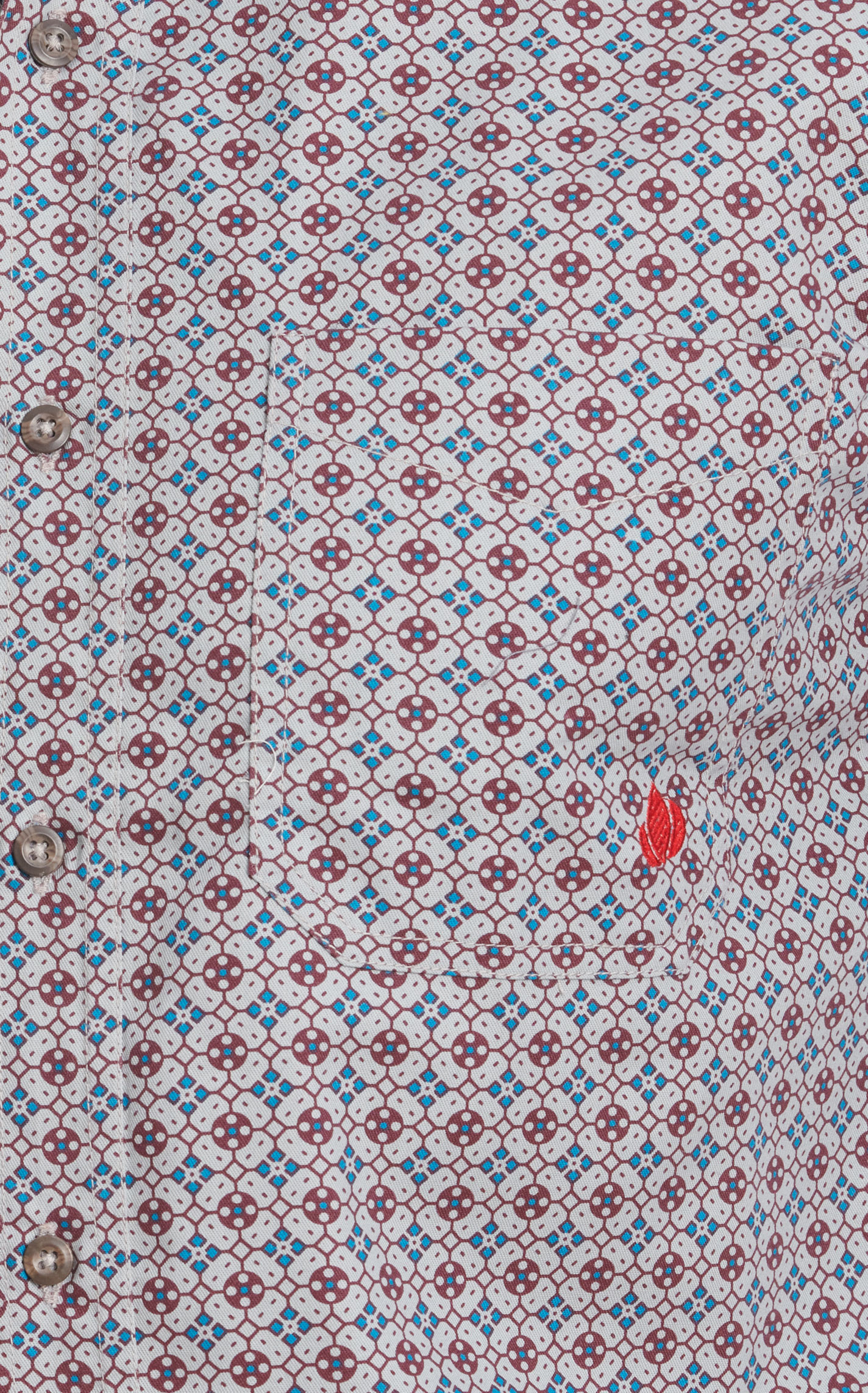 Forge Men's Gray Cranberry & Turquoise Geo Print FR Work Shirt - Image 1