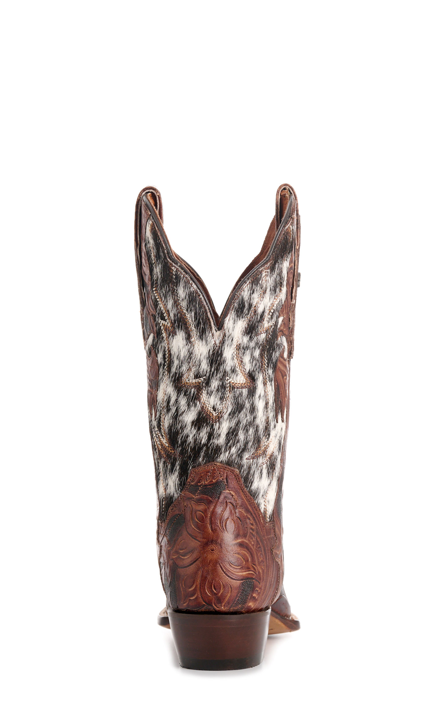 Dan Post Women’s Brown Andrinna Tooled Leather & Hair On Snip Toe Cowboy Boots - Image 1