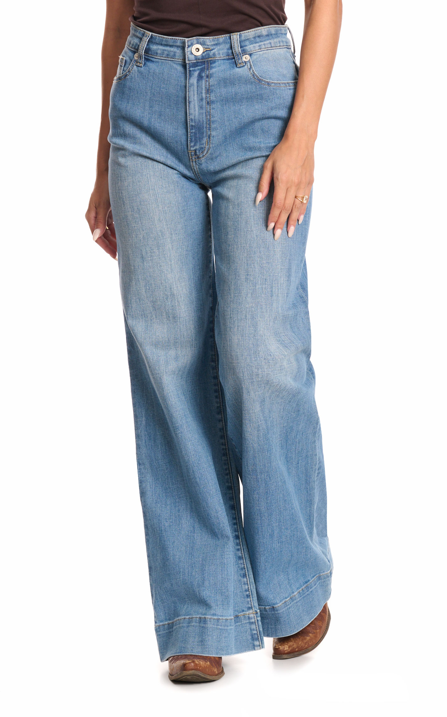 Stetson Women's Light Wash High Rise Wide Leg Jeans - Image 1