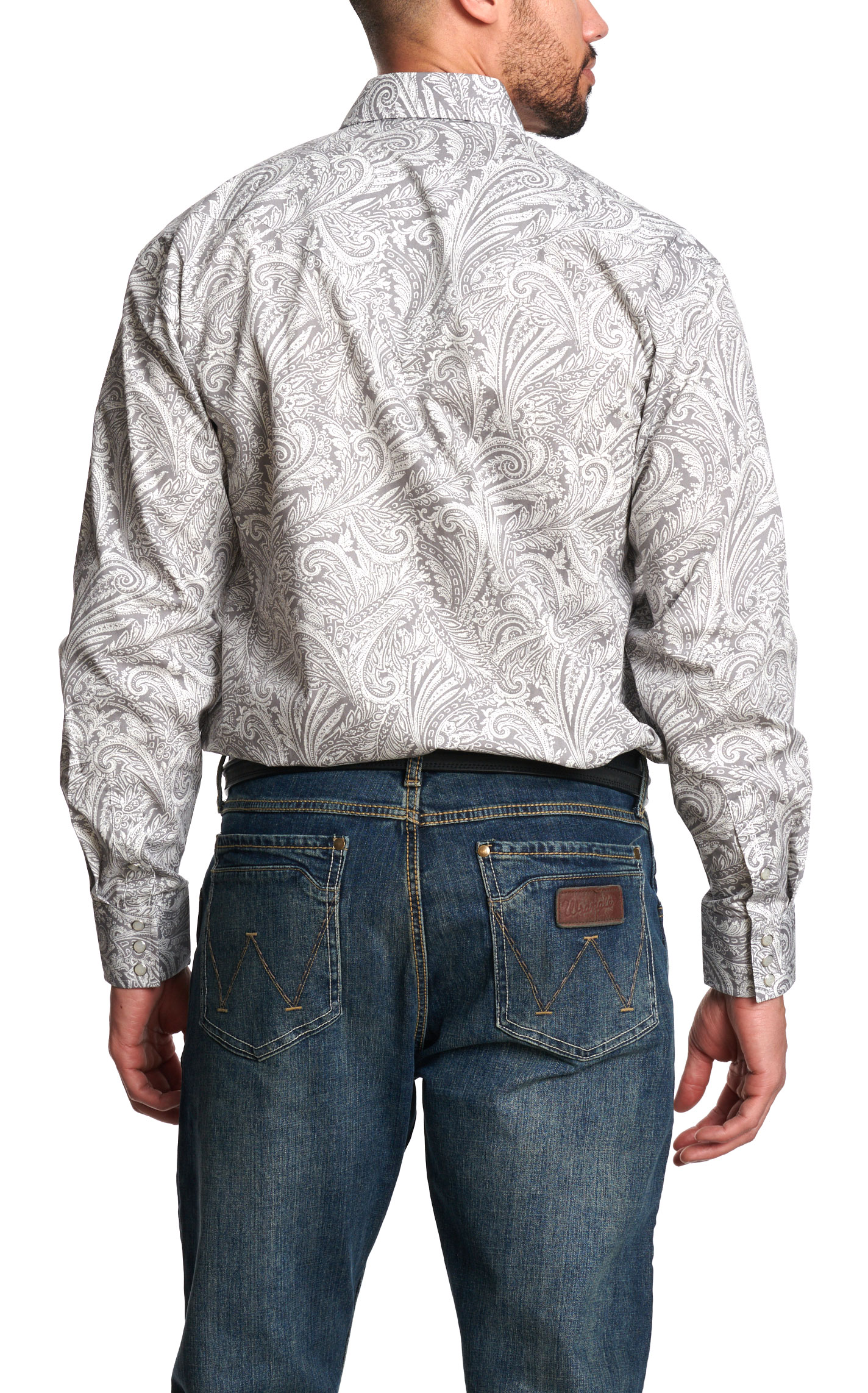 Stetson Men's Gray Paisley Western Shirt - Image 1