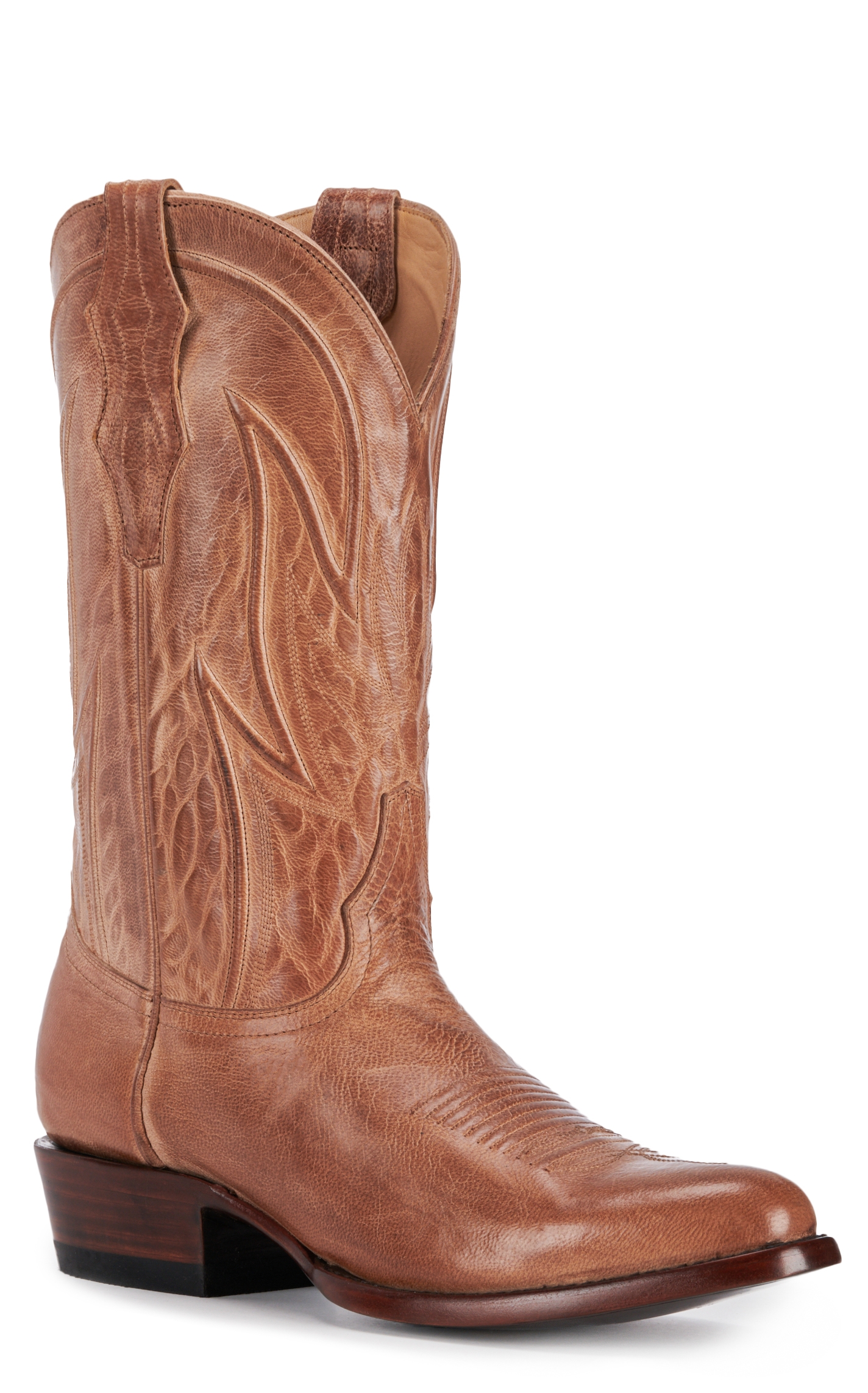 JRC & Sons Men's Colton Mad Dog Goat Leather Round Toe Cowboy Boot in Tan - Image 1