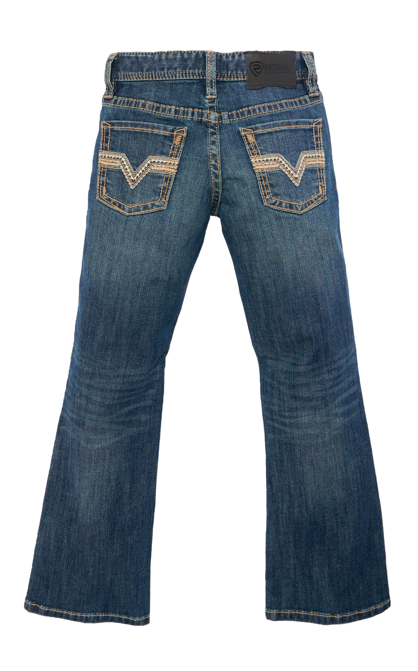 Rock & Roll Denim Boy's Medium Vintage Two Tone Embroidered Bootcut Jeans - Image 1