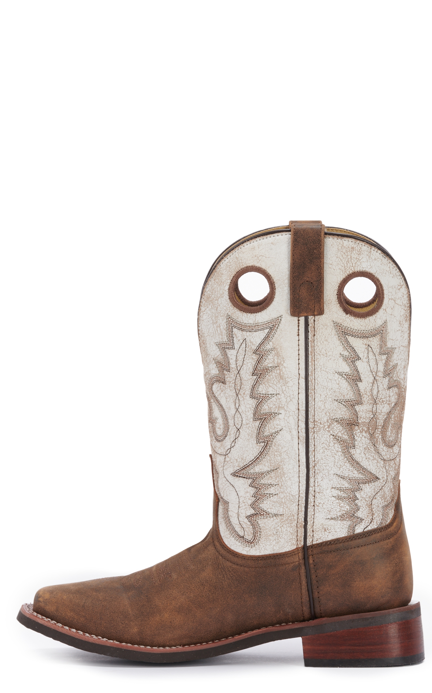 Smoky Mountain Men's Drifter Distressed Brown and Antique White Square Toe Cowboy Boots - Image 1
