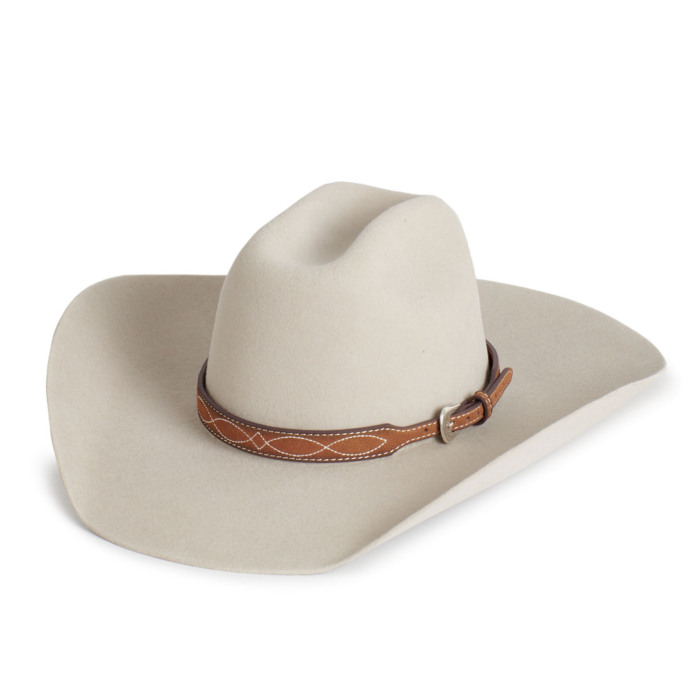 3D Belt Co Brown Roughout Boot Stitch Hatband - Image 1