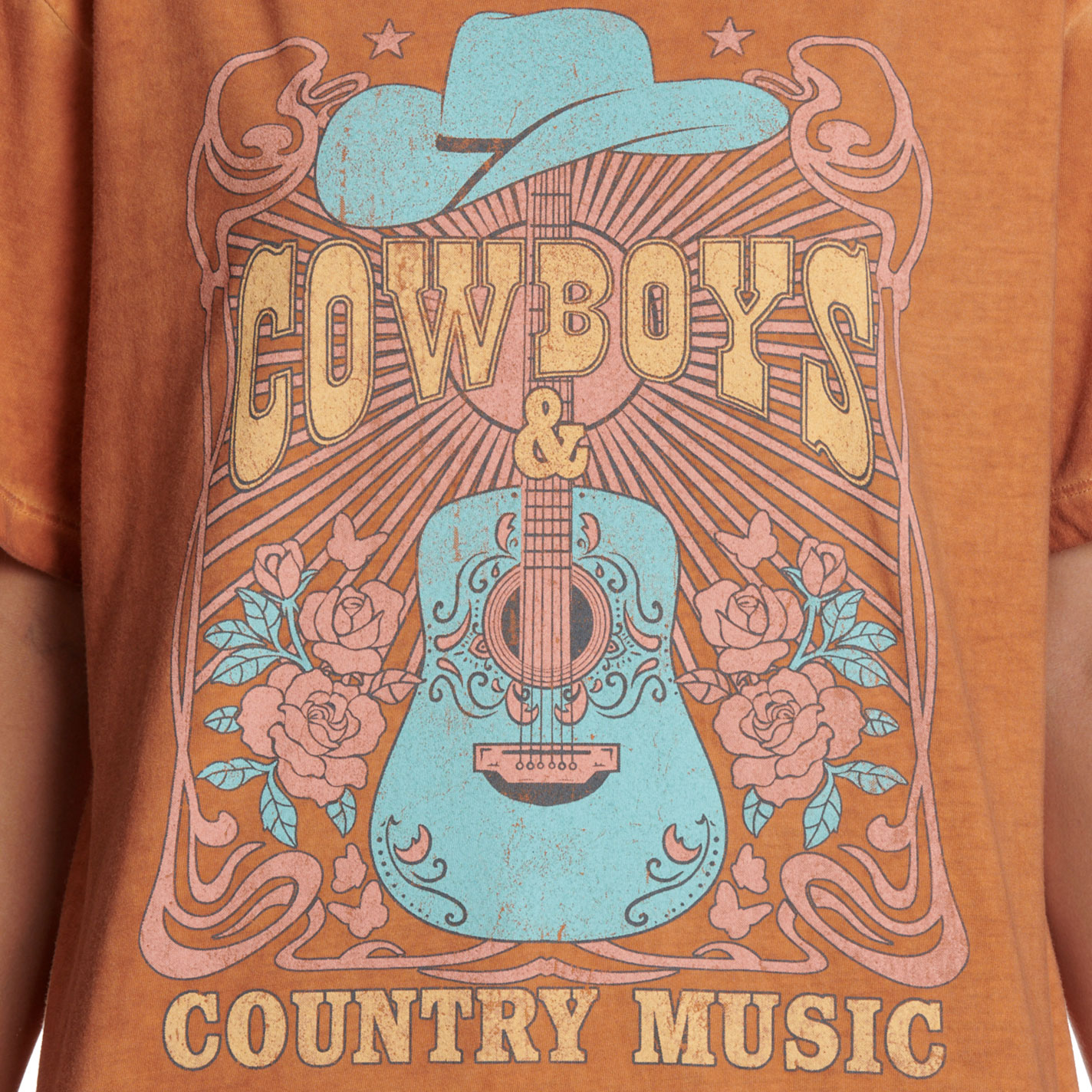 Zutter Women's Burnt Orange Cowboys & Country Music Graphic T-Shirt - Image 1