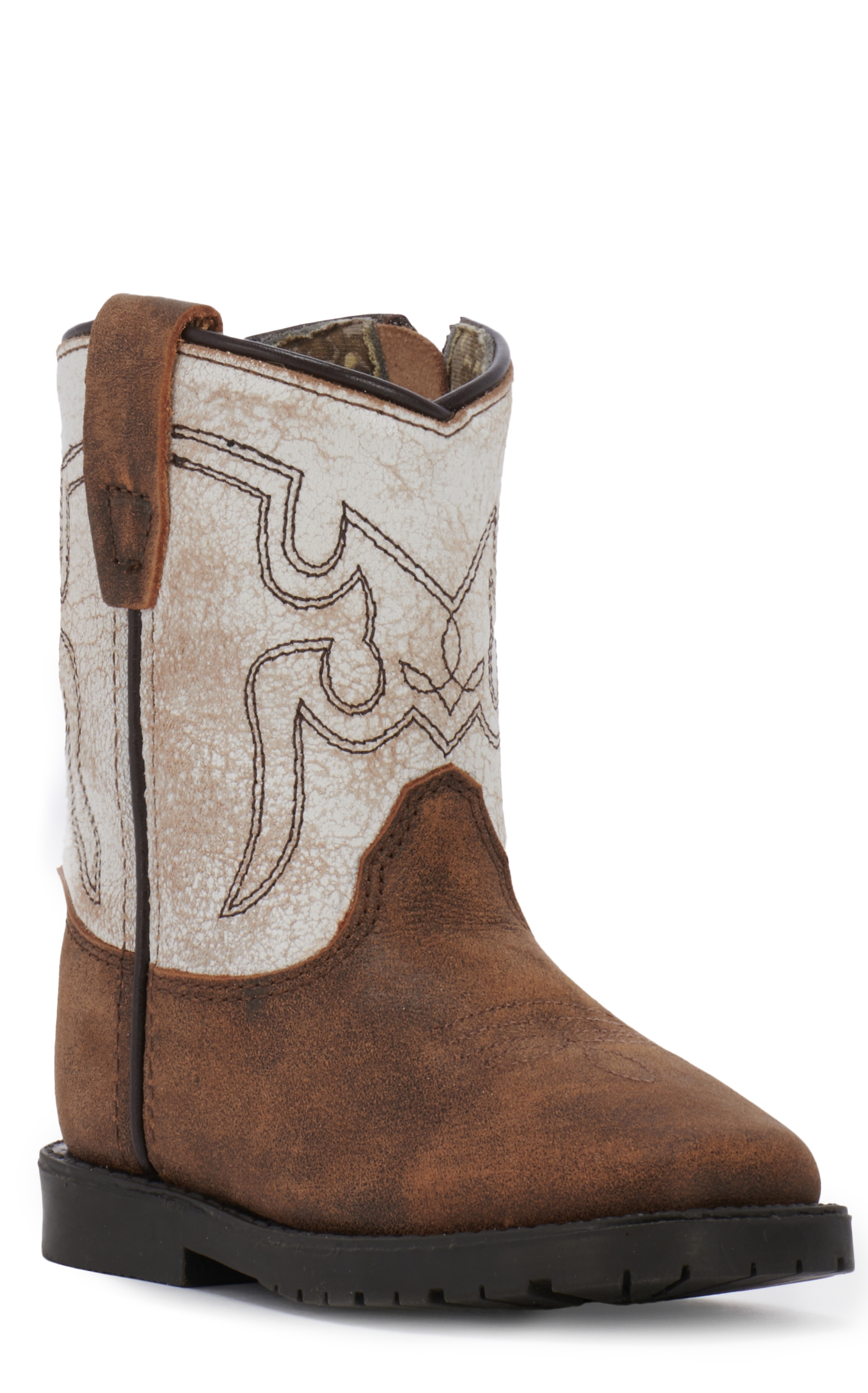 Smoky Mountain Toddler Distressed Autry Brown and Antique White Square Toe Cowboy Boots - Image 1