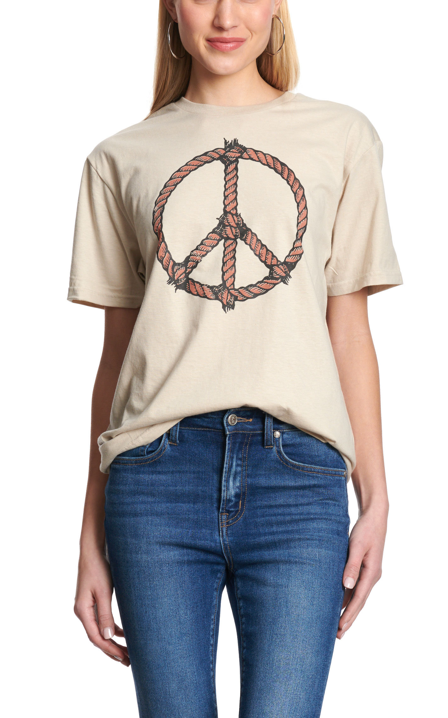 Lattimore Women's Cream Peace Rope T-Shirt - Image 1