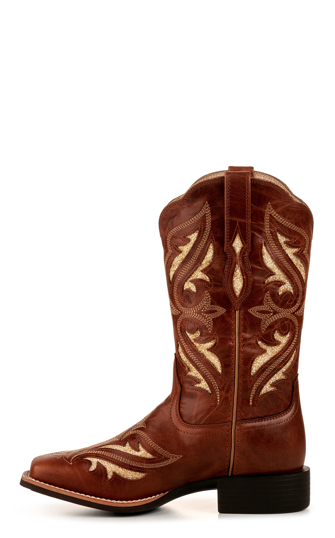 Ariat Women's Round Up Bliss Midday Tan with Glitter Inlay Wide Square Toe Cowboy Boots - Image 1