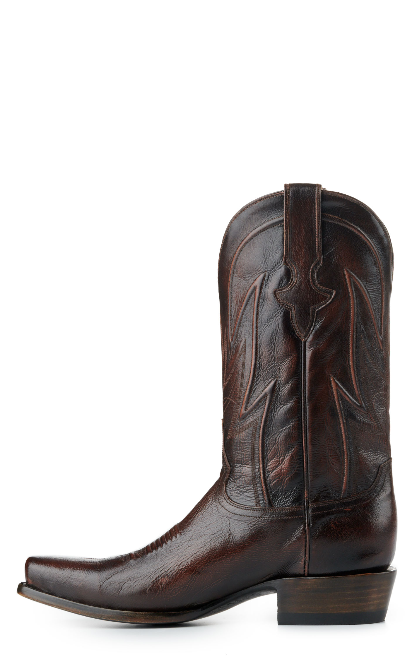 JRC & Sons Men's Wyatt Brush Off Goat Punchy Square Toe Cowboy Boot in Chocolate - Image 1