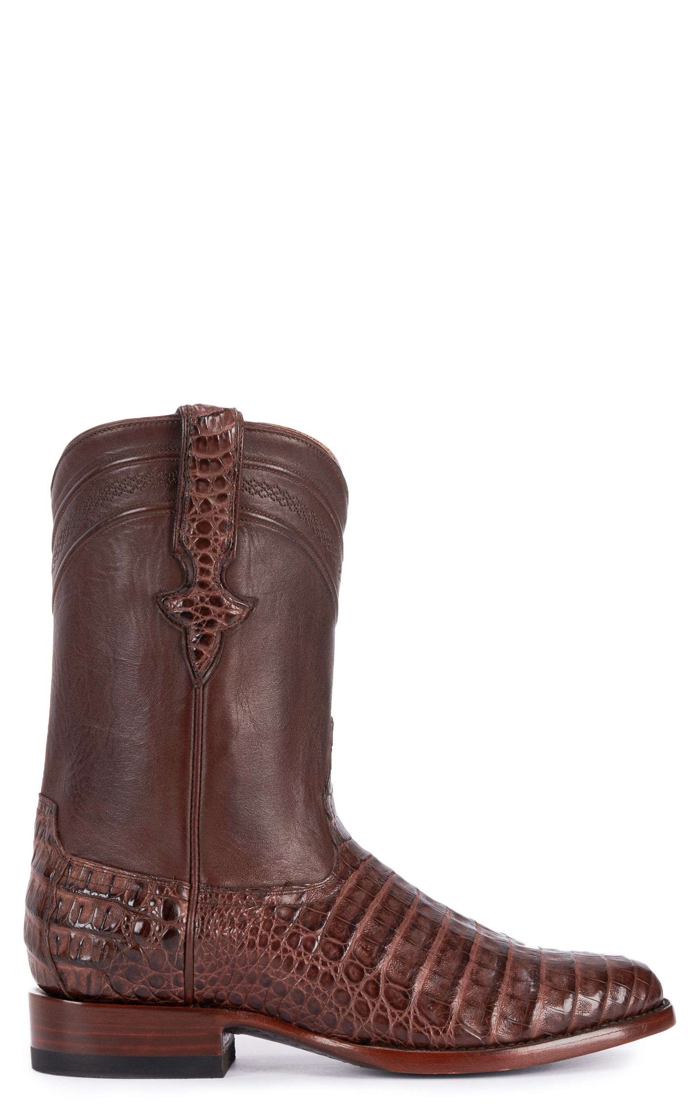 JRC & Sons Men's Shaw Caiman Belly Round Toe Exotic Roper Boot in Cigar - Image 1