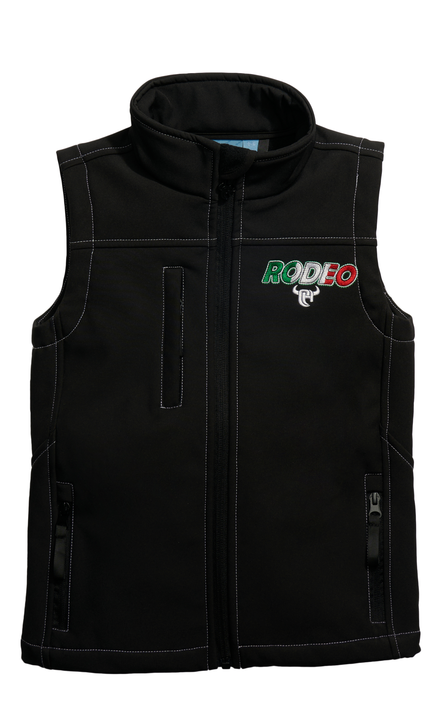Cowboy Hardware Boy's Black Mexico Flag Embroidered Rodeo Vest  - Image 1
