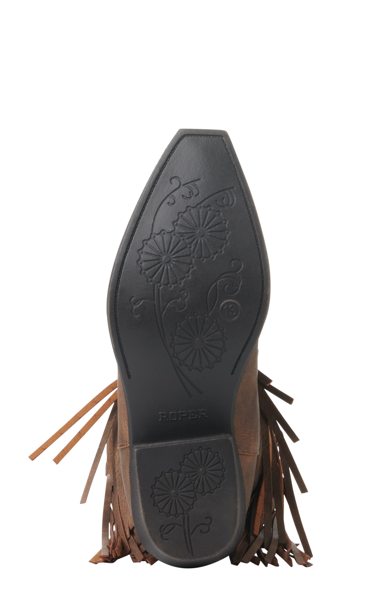 Roper Kids' Brown with Fringe and Embroidery Snip Toe Cowboy Boots - Image 1