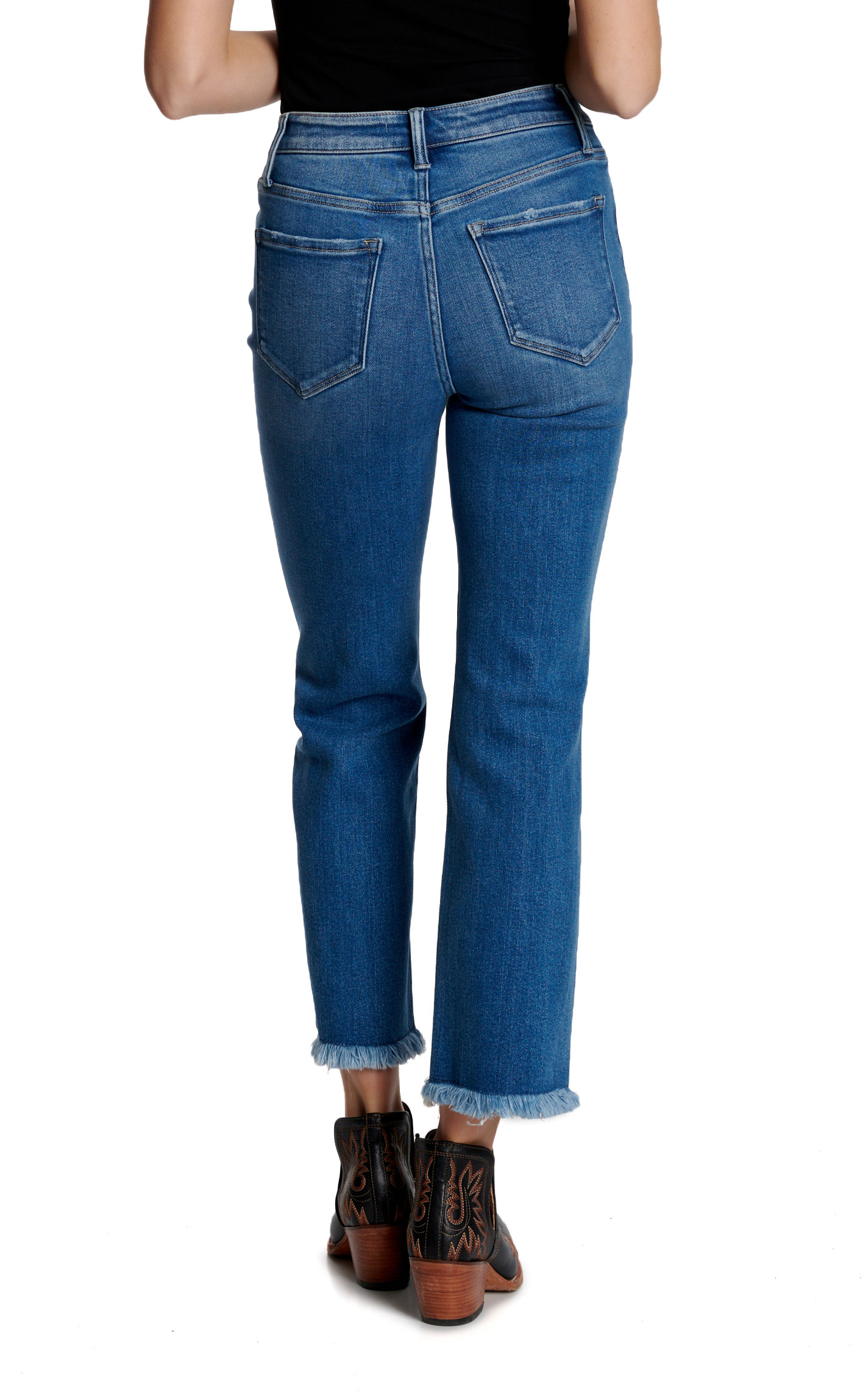 Lovervet by Vervet Women's Medium Wash Raw Hem Cropped Jeans - Image 1