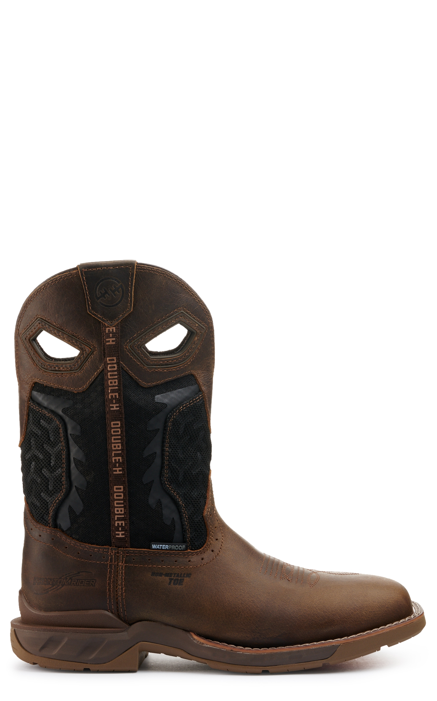 Double H Men's Phantom Rider Zenon Brown and Black Waterproof Wide Square Composite Toe Work Boots - Image 1