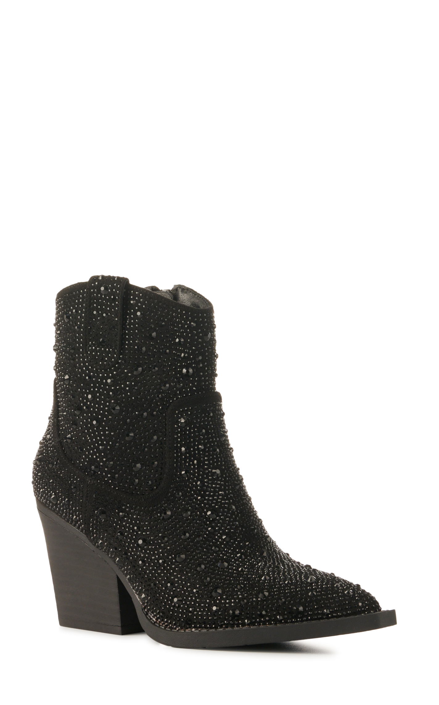 Very G Women's Karen Black Rhinestone Snip Toe Fashion Booties - Image 1