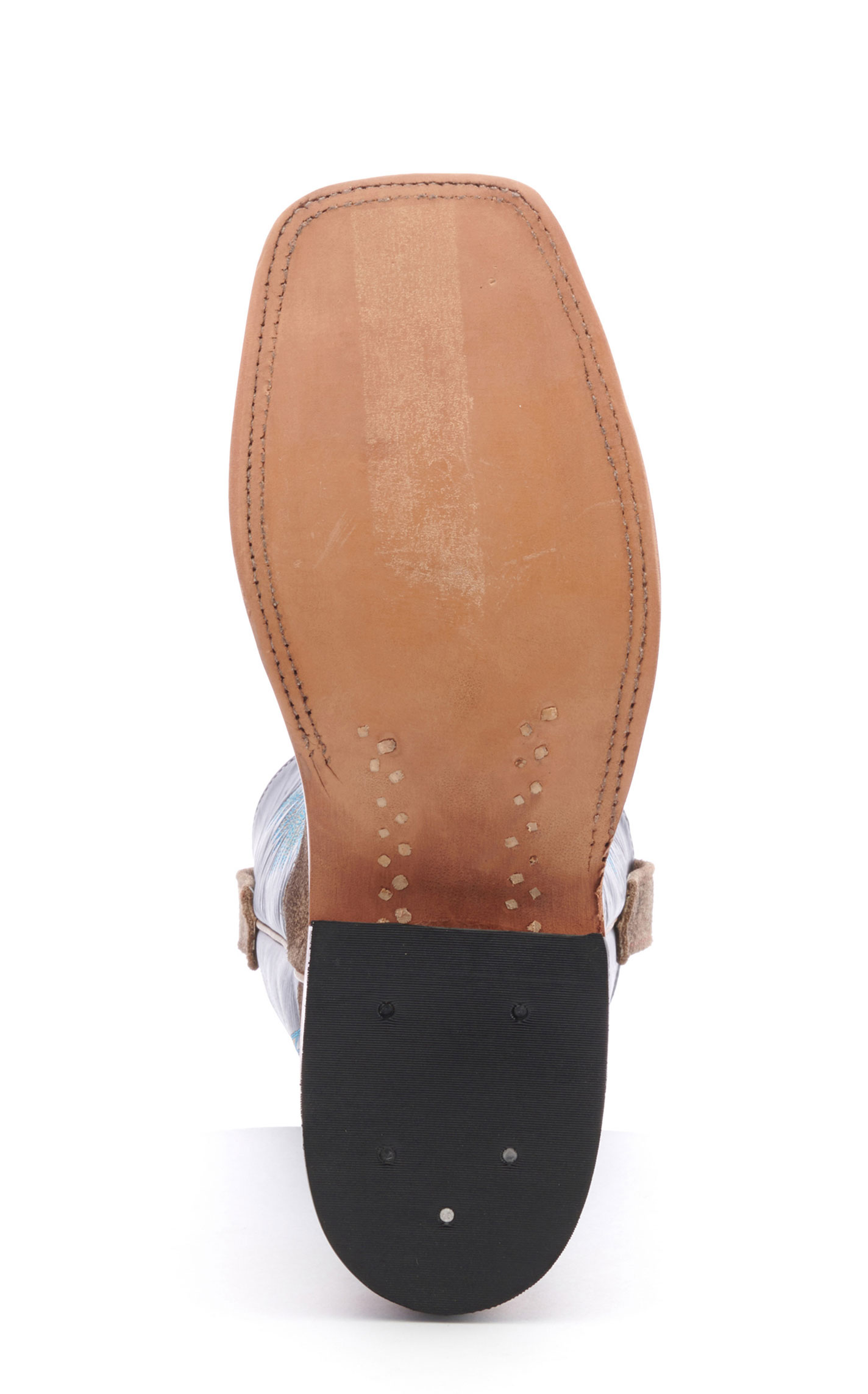Anderson Bean Men's River Rock Gray Suede and Black Wide Square Toe Cowboy Boot - Image 1