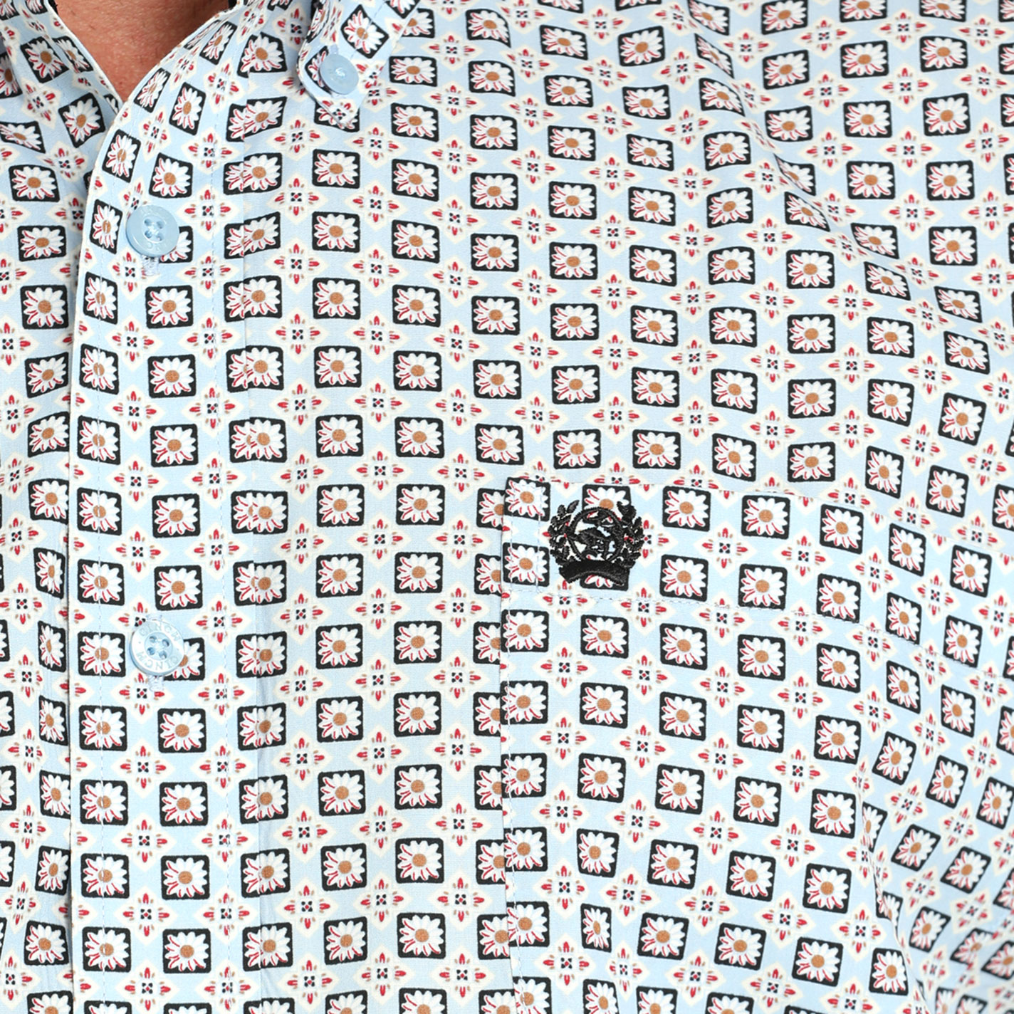 Cinch Men's Light Blue Geo Print Button Down Shirt - Image 1