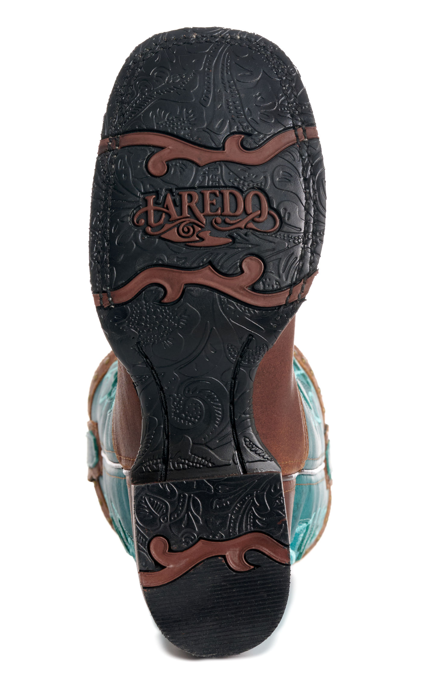 Laredo Women’s Faye Rust and Turquoise Stockman Broad Square Toe Cowboy Boots - Image 1