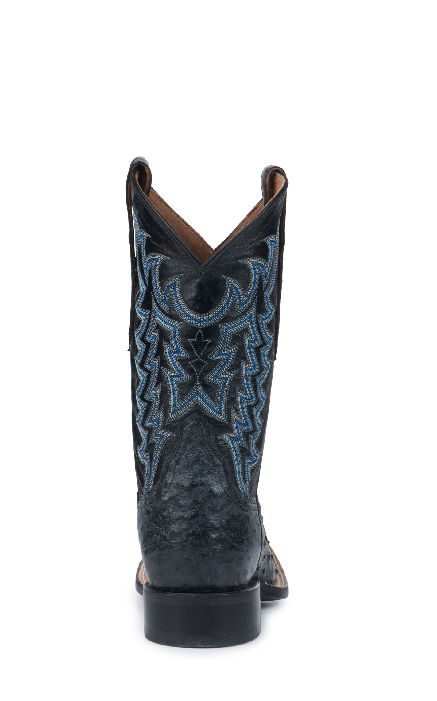 Tony Lama Men's Gray Full Quill Ostrich and Midnight Black Wide Square Toe Exotic Cowboy Boots - Cavender's Exclusive - Image 1