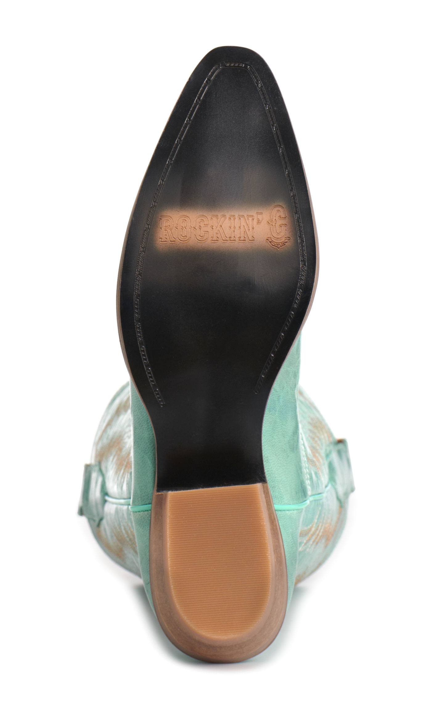 Rockin' C Women's Turquoise Embroidered Snip Toe Cowboy Boots - Image 1