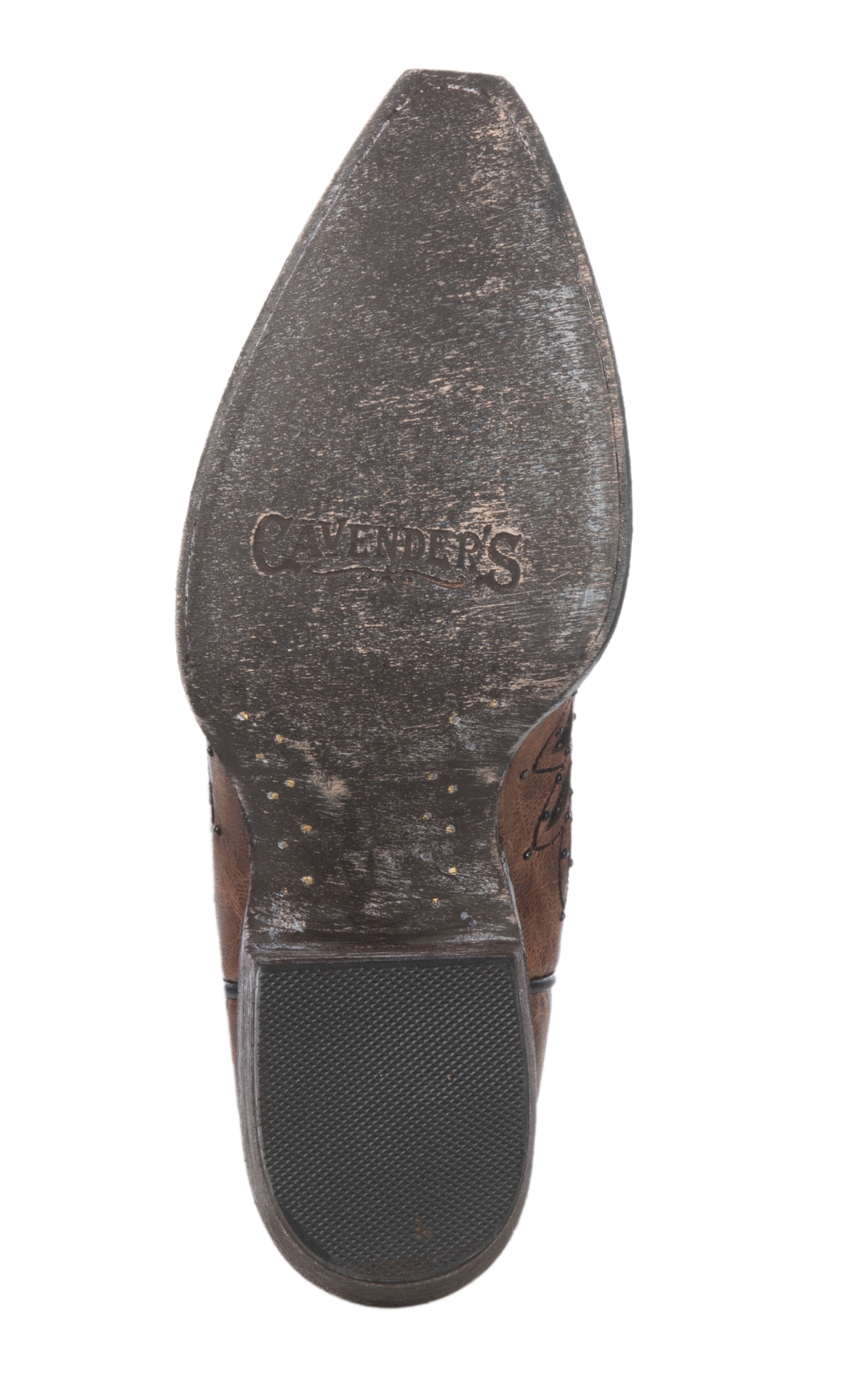 Cavender’s Women’s Brass Leather with Black Crystal Inlay Snip Toe Cowboy Boots - Image 1