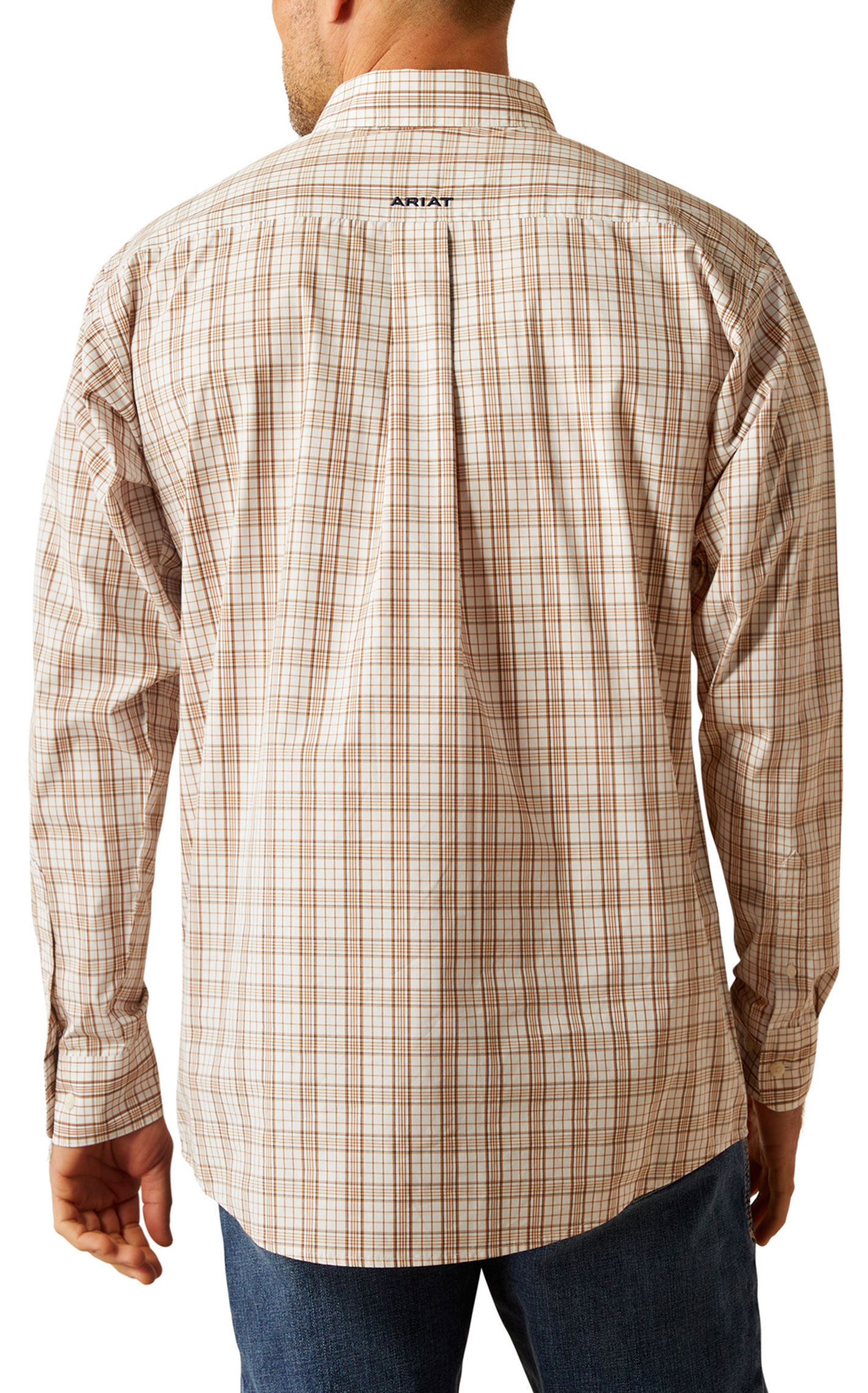 Ariat Pro Series Men's Jase Caramel Plaid Western Shirt - Image 1