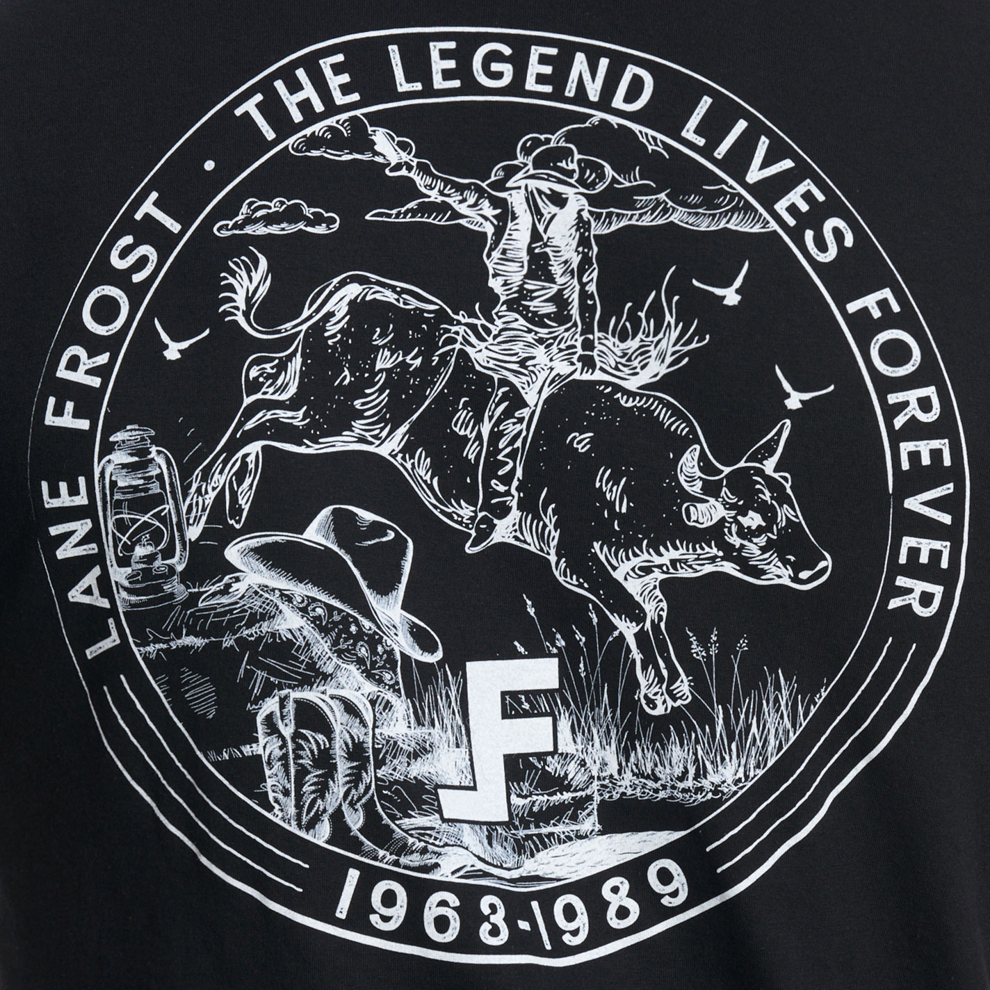 Lane Frost Men's Silver Dollar Black Graphic T-Shirt - Image 2