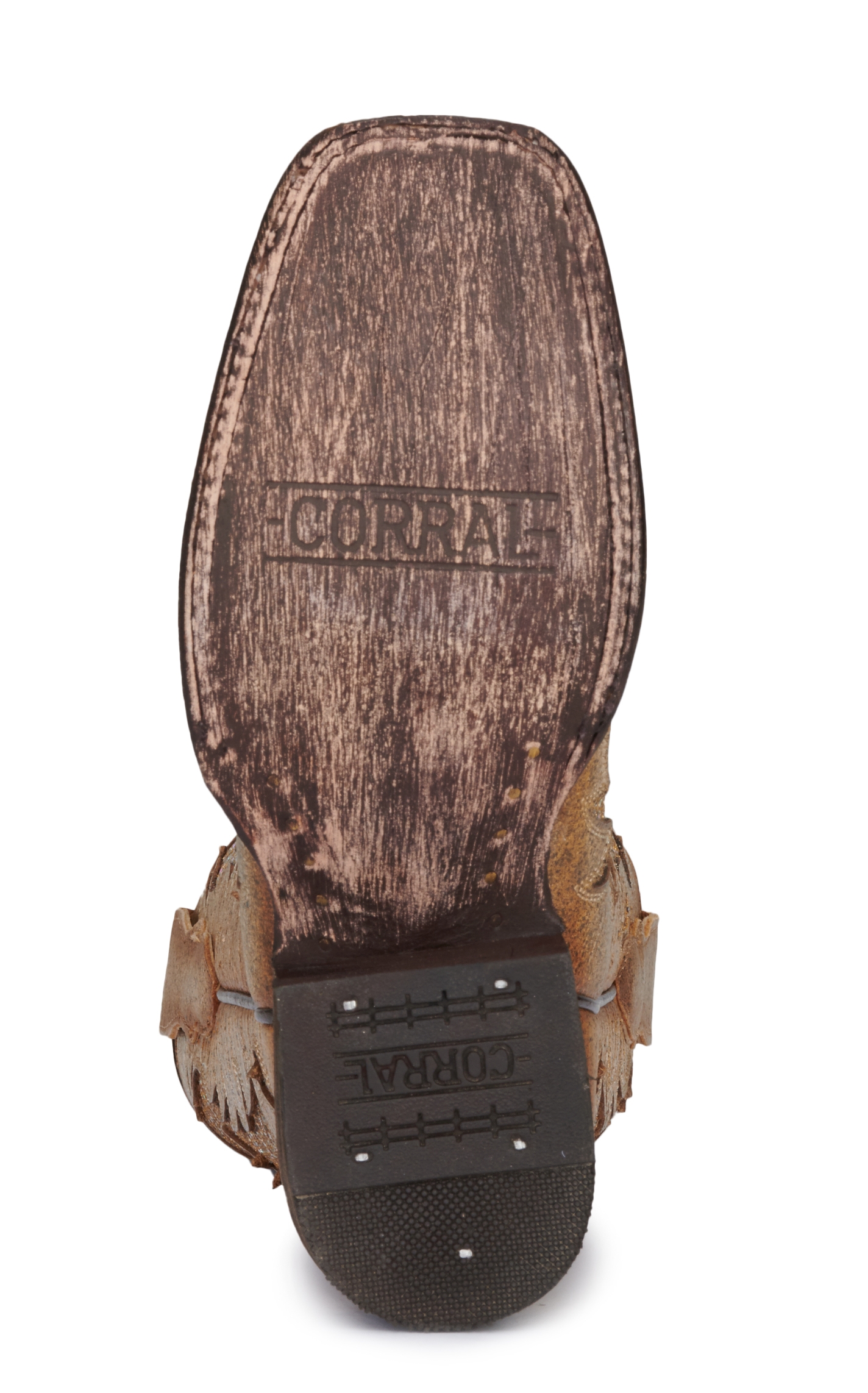 Corral Girl's Tan with Gold Glitter Inlay Square Toe Cowboy Boots - Image 1