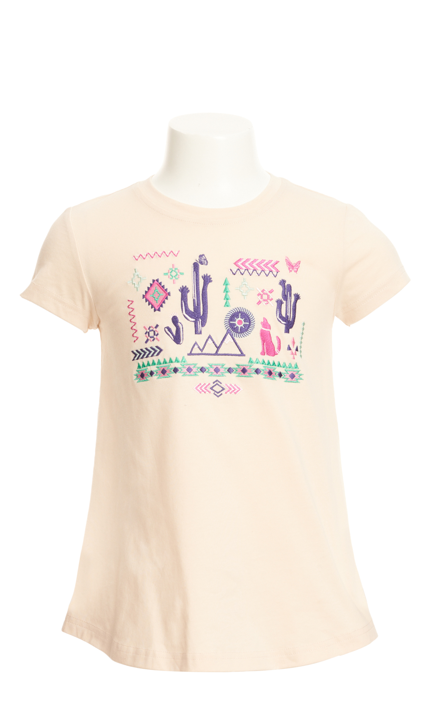 Rockin C Girl's Cream & Colorful Aztec Desert Embroidery Top - Image 1
