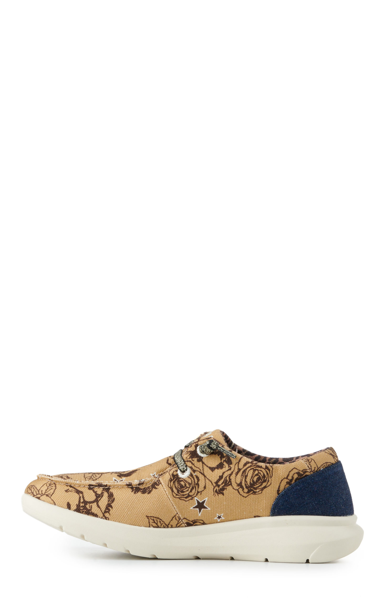Ariat x Rodeo Quincy Women's Hilo Tan Rose Print Canvas Lace Up Casual Shoes - Image 1