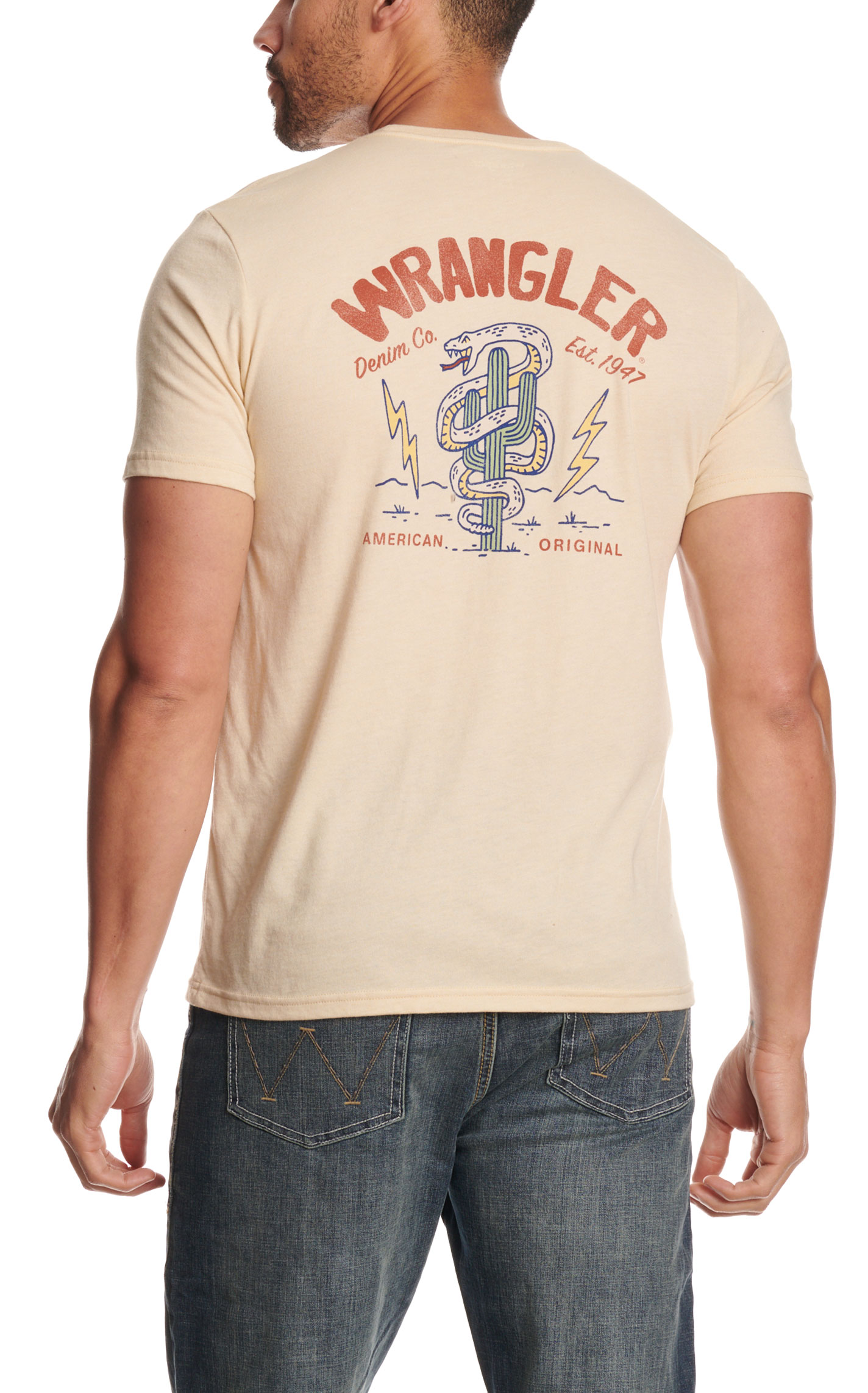 Wrangler Men's Natural Beige Snake Graphic T-Shirt - Image 2