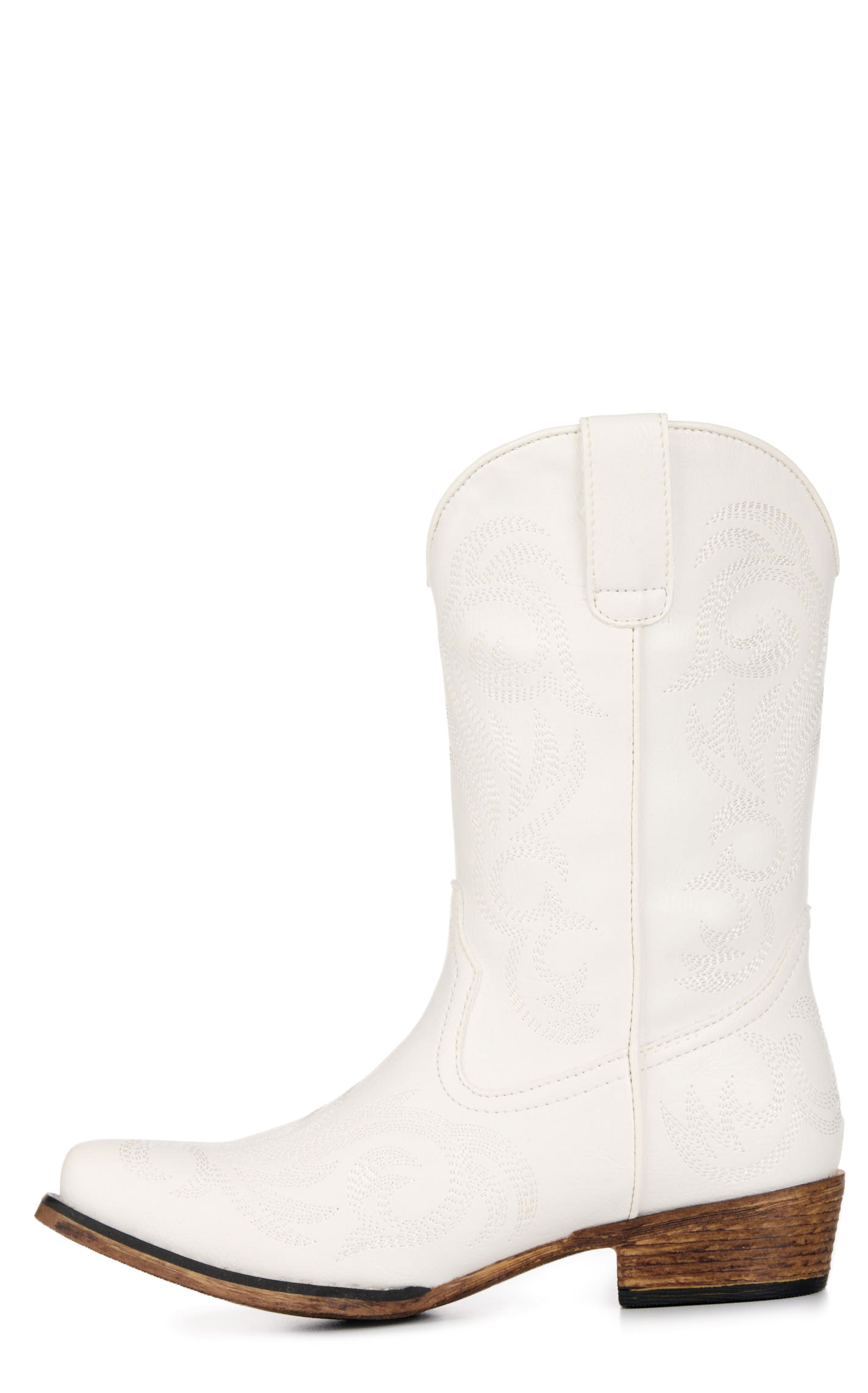 Roper Girls' Riley White Faux Leather Snip Toe Cowboy Boots - Image 1