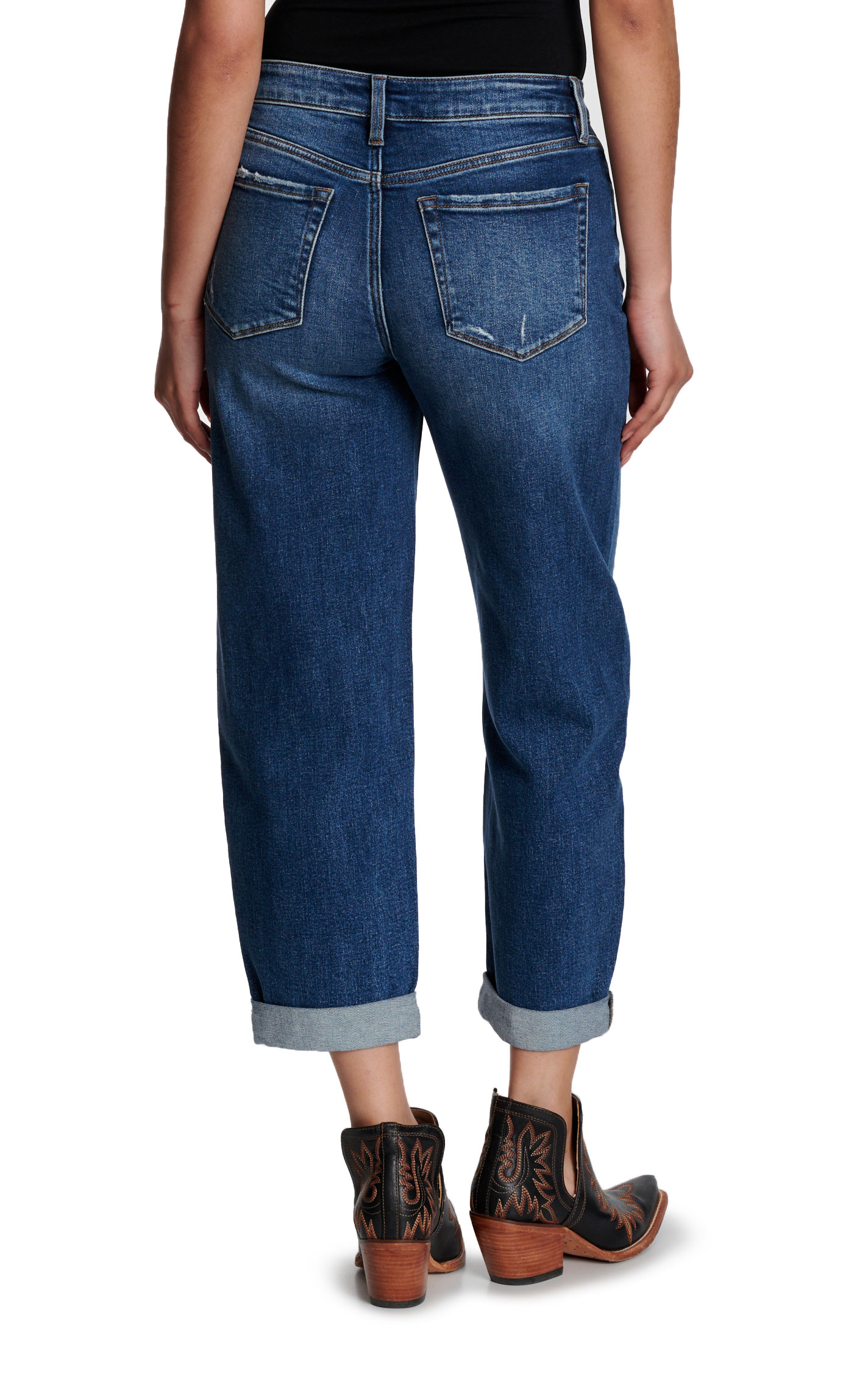 Lovervet Women's Medium Wash Cropped & Cuffed Wide Leg Jeans - Image 1