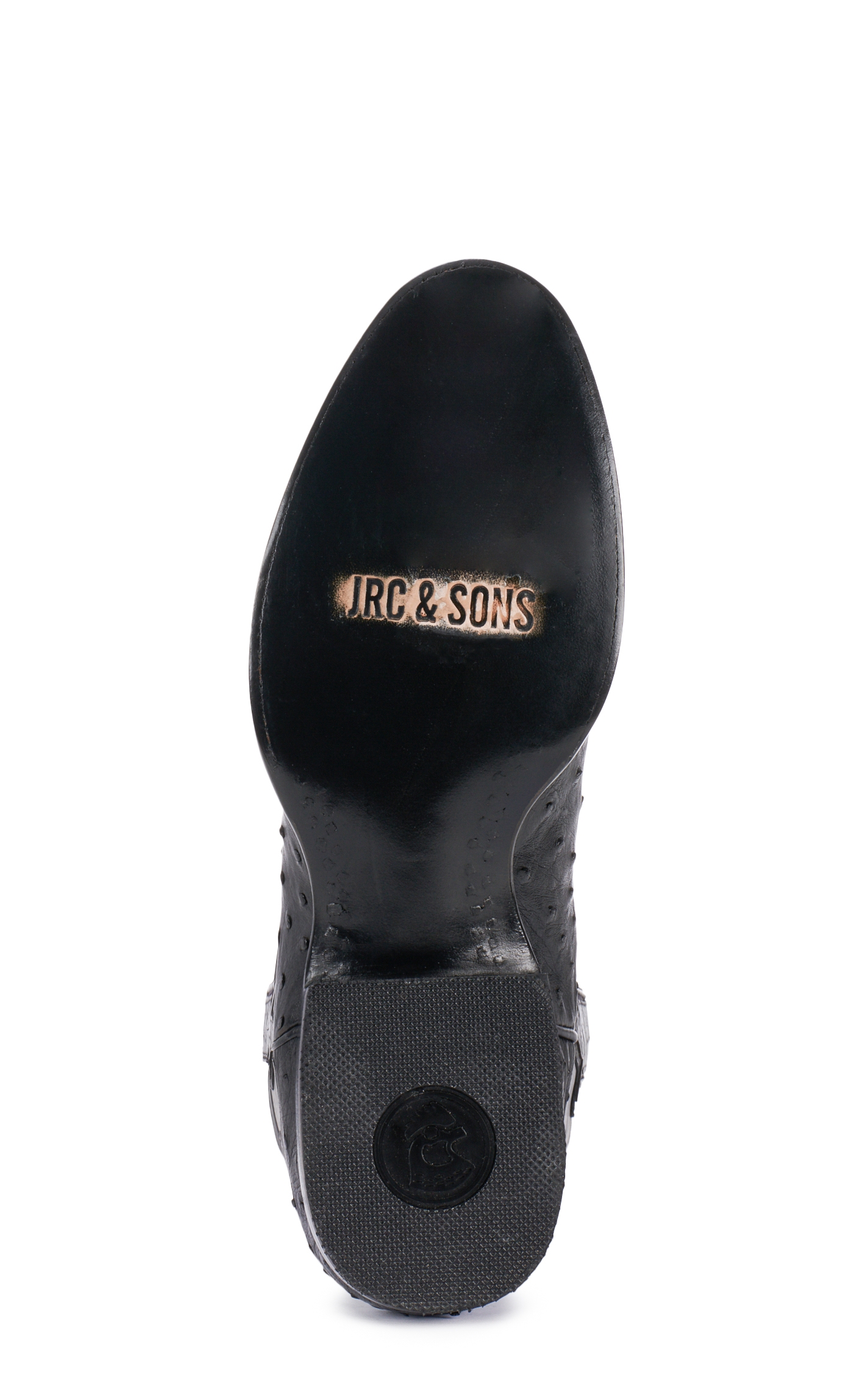 JRC & Sons Men's Miguel Full Quill Ostrich Round Toe Exotic Roper Boot in Black - Image 1