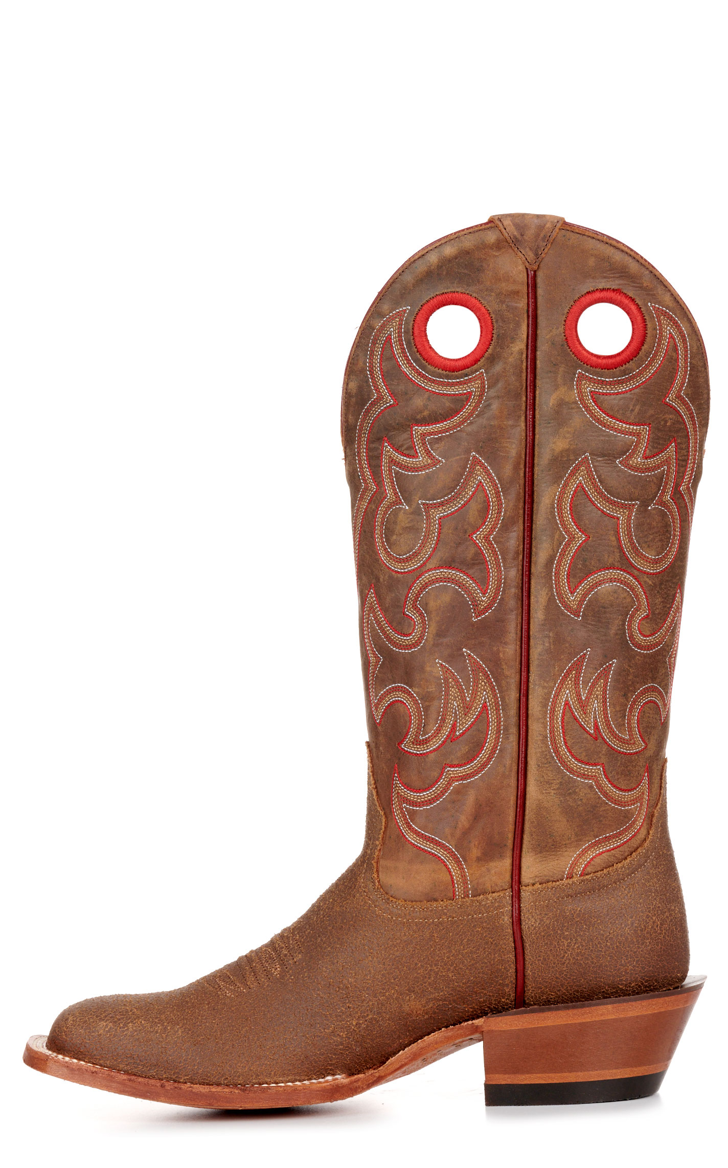 Cavender's Men's Brown and Cognac Buckaroo Wide Square Toe Cowboy Boots - Image 1