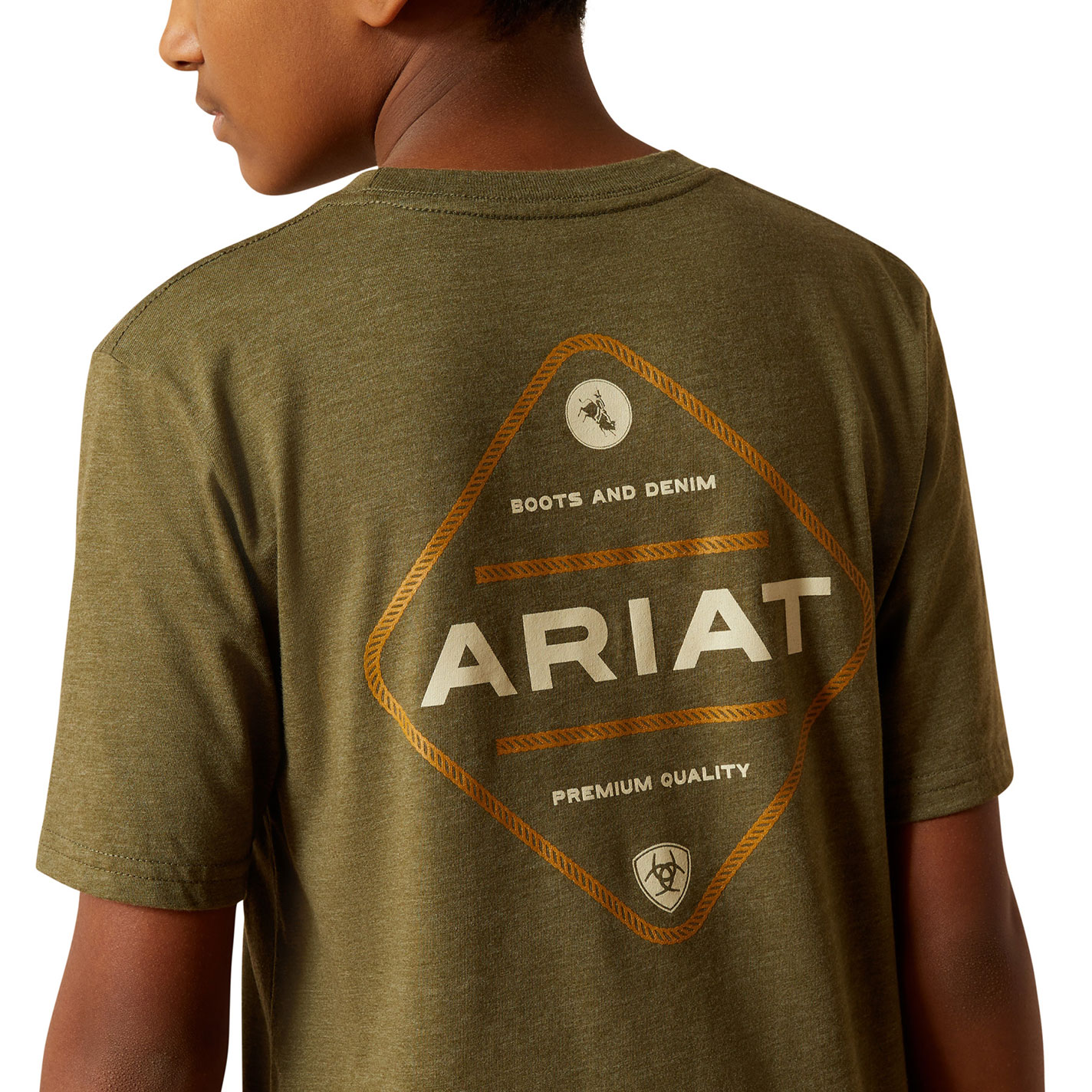 Ariat Boy's Rope Diamond Military Green Graphic T-Shirt - Image 1