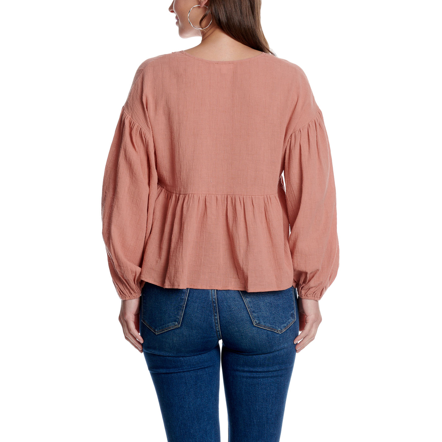 Yura Women's Terracotta Lace Detail Long Sleeve Blouse - Image 1