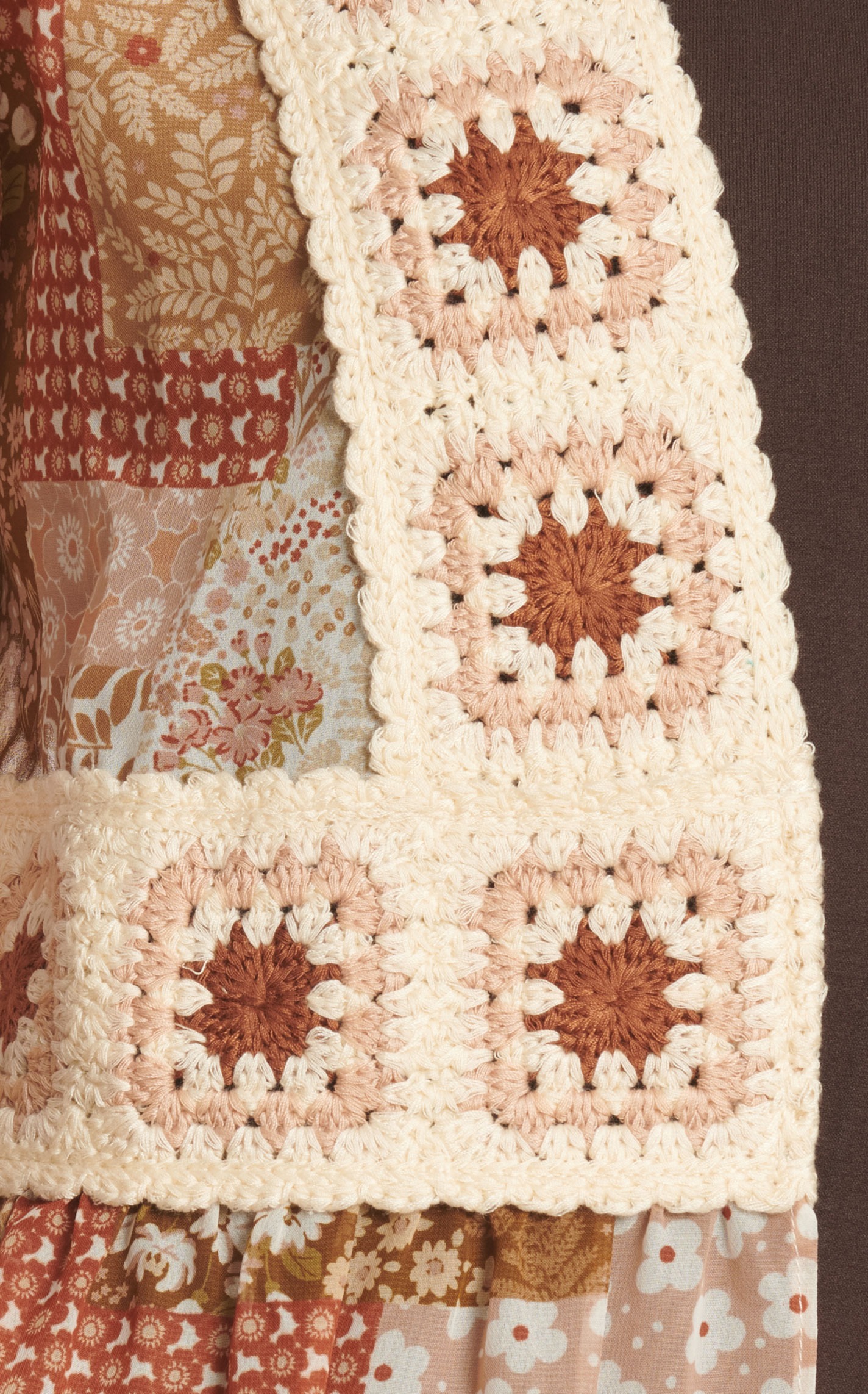 Moa Moa Women's Cinnamon Floral Patchwork & Crochet Kimono - Image 1