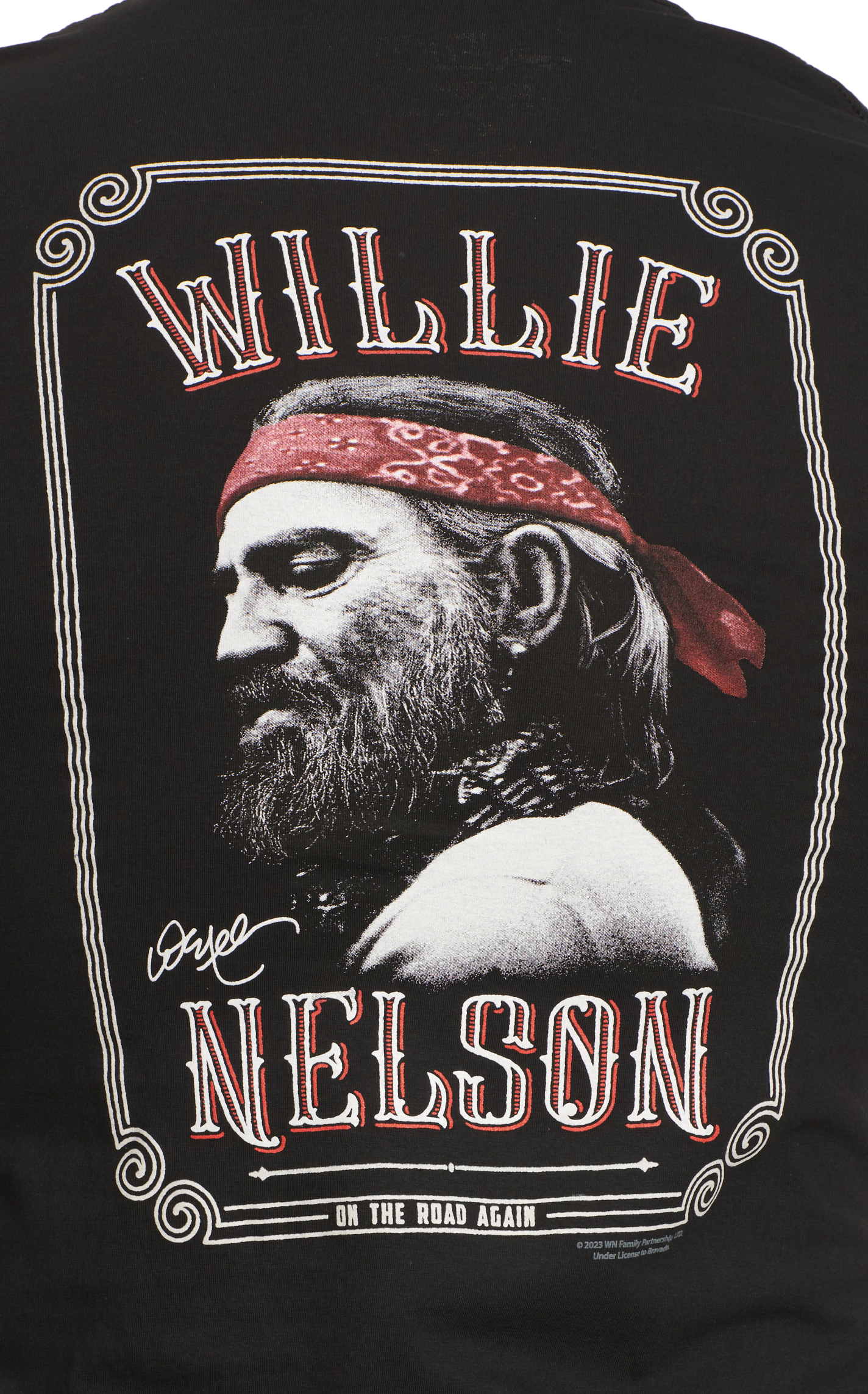 JedCo Men's Black On the Road Again Willie Nelson Graphic T-Shirt - Image 1