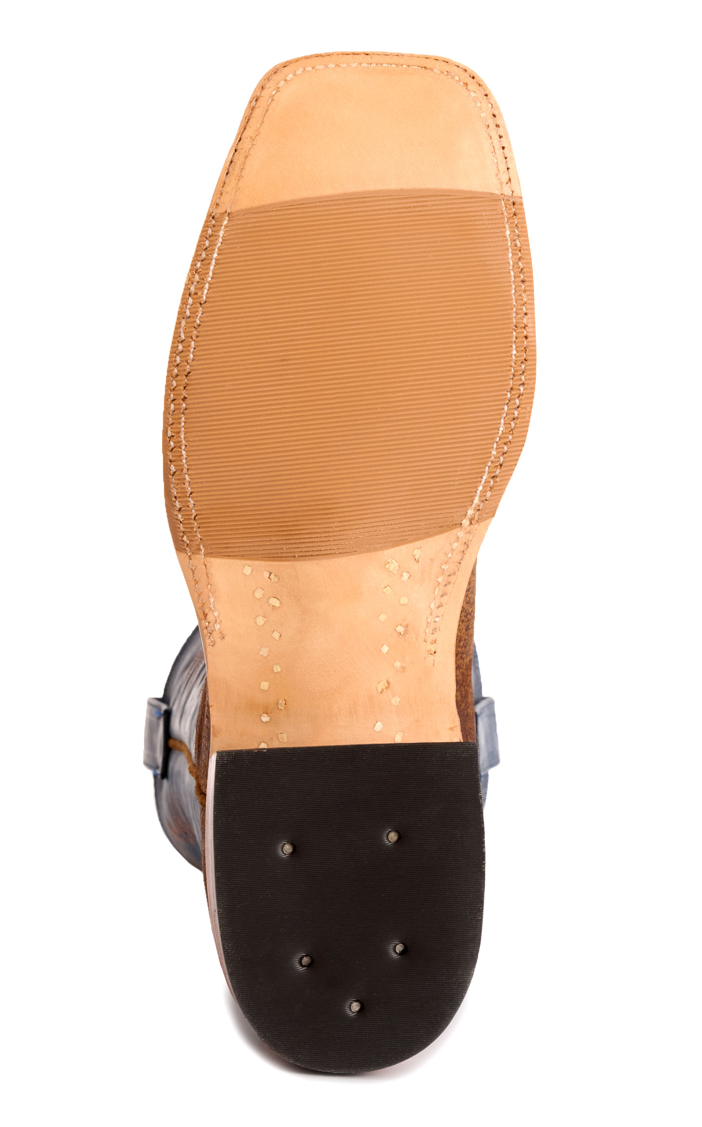Anderson Bean Men's Chocolate Boar and Blue Hybrid Wide Square Toe Cowboy Boots - Image 1