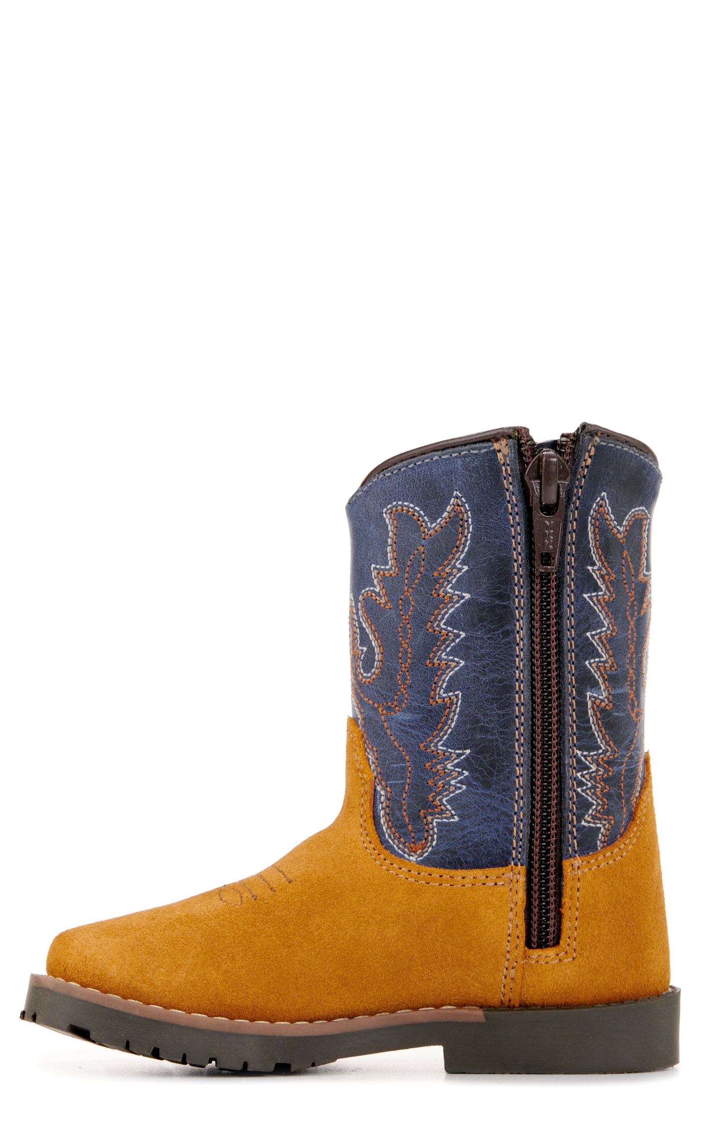 Smoky Mountain Toddler Autry Camel Roughout and Light Navy Wide Square Toe Cowboy Boots - Image 1