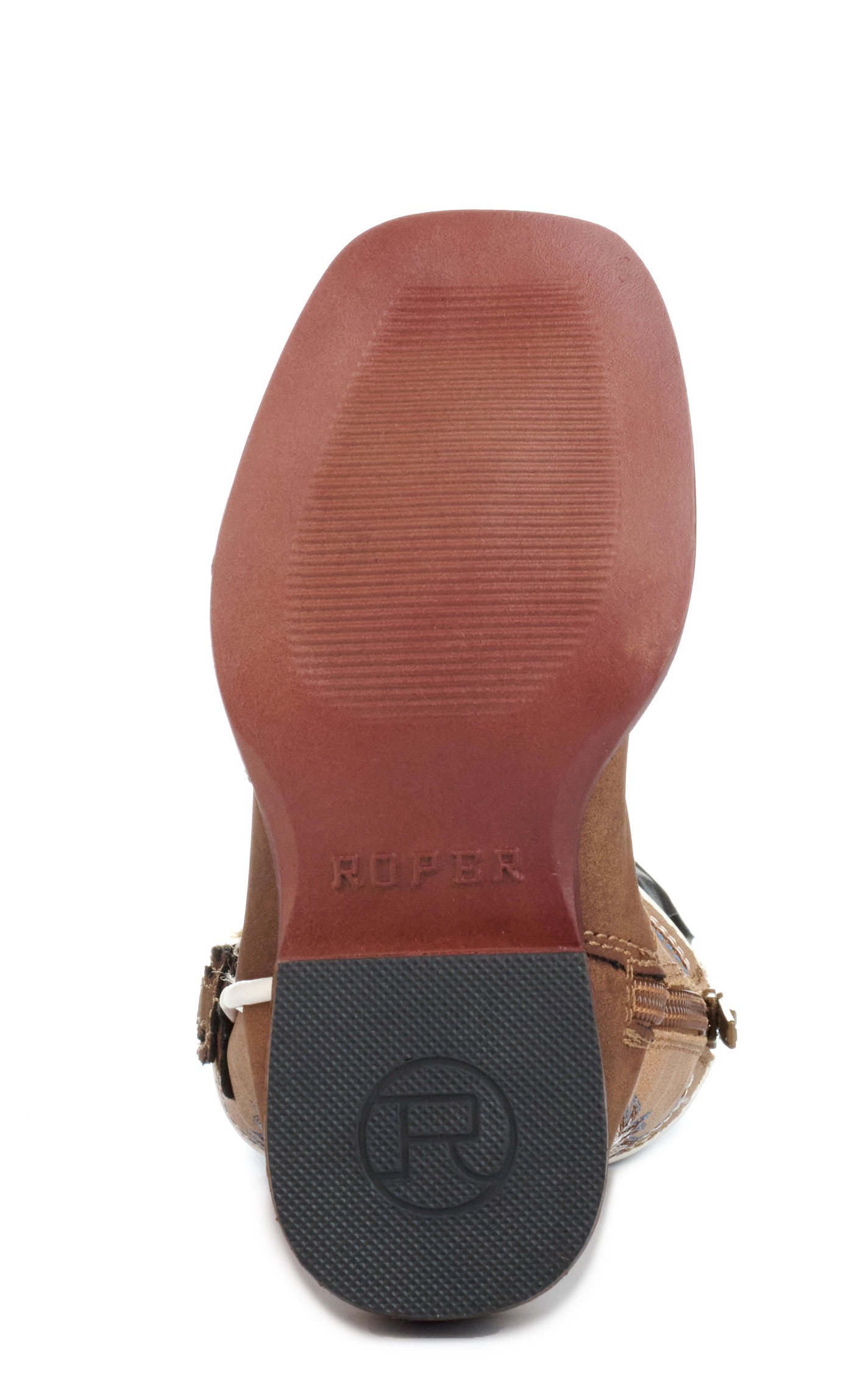 Roper Toddler Eastwood Brown and Tan Faux Leather Square Toe Cowboy Boots - Image 1