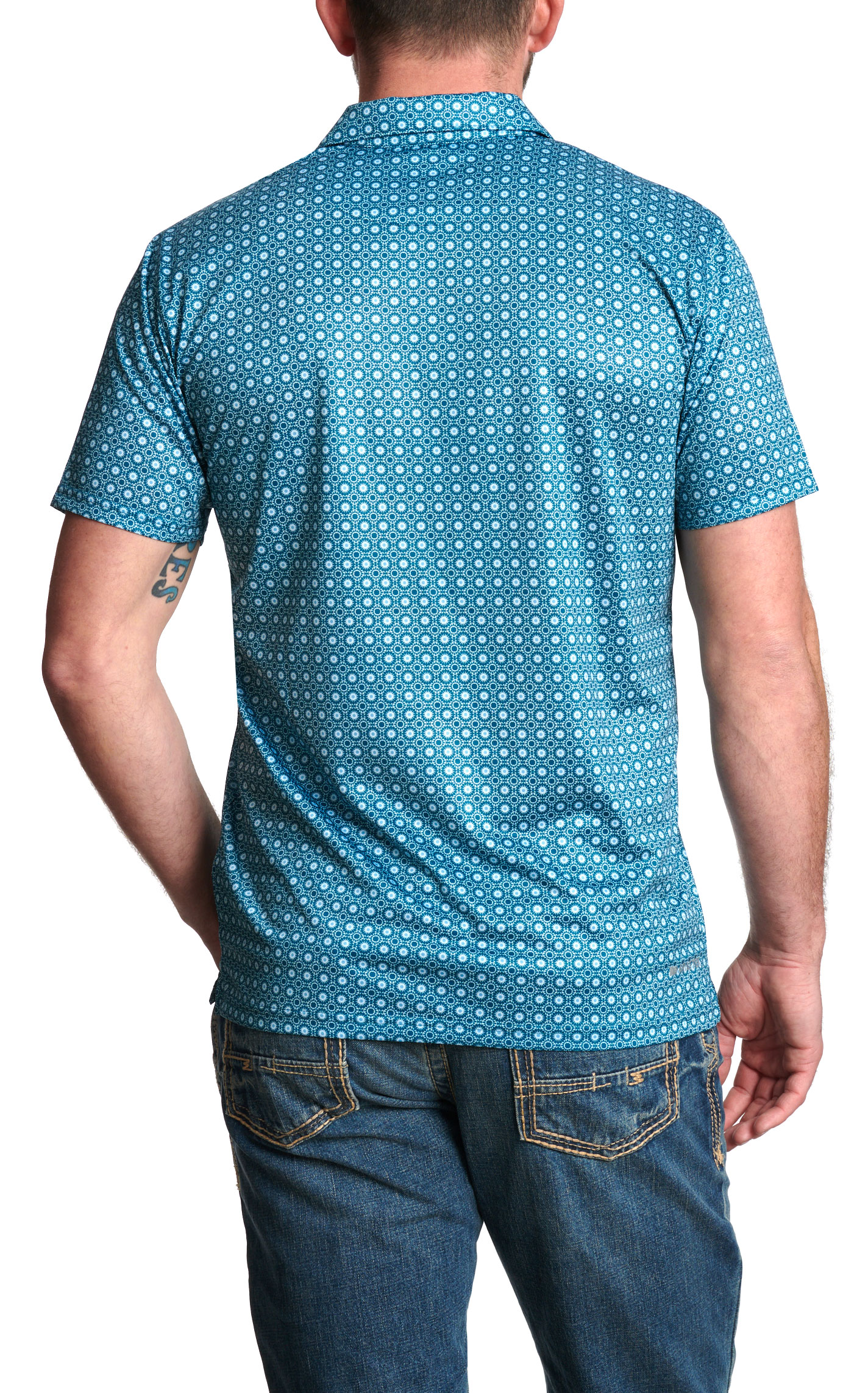 Ariat Men's Blue Geo Print Polo - Image 1
