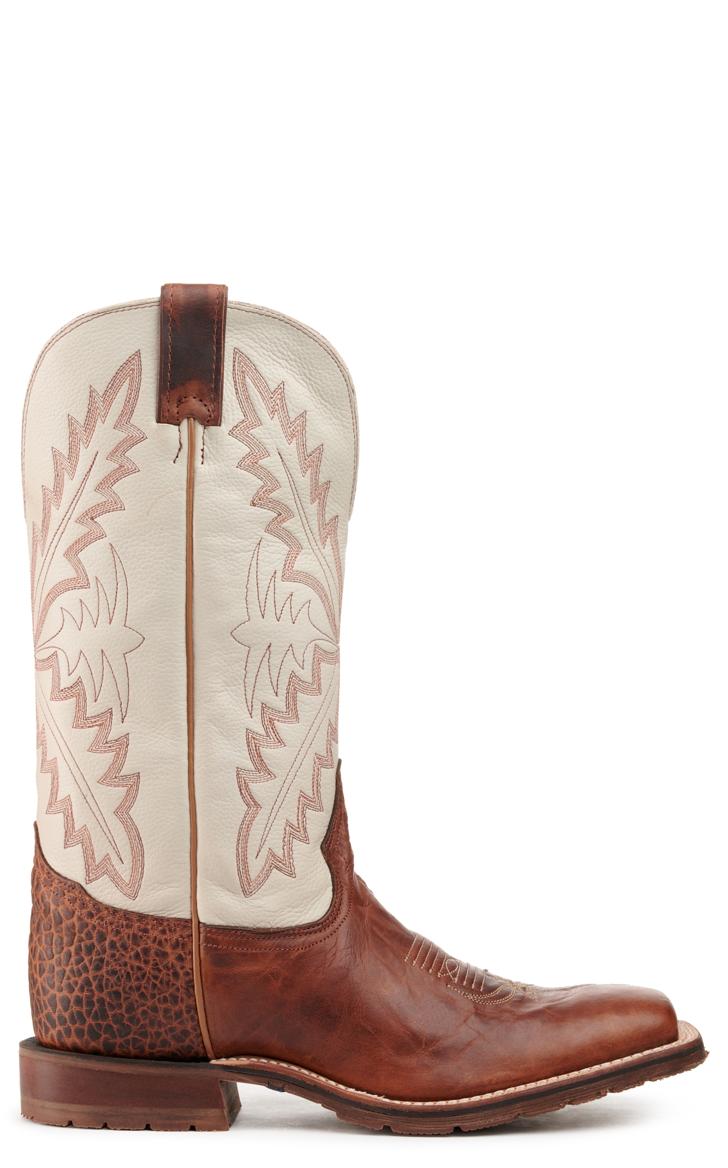Tony Lama Men's Antonio TLX Performance Brown and Bone Wide Square Toe Cowboy Boots - Image 1