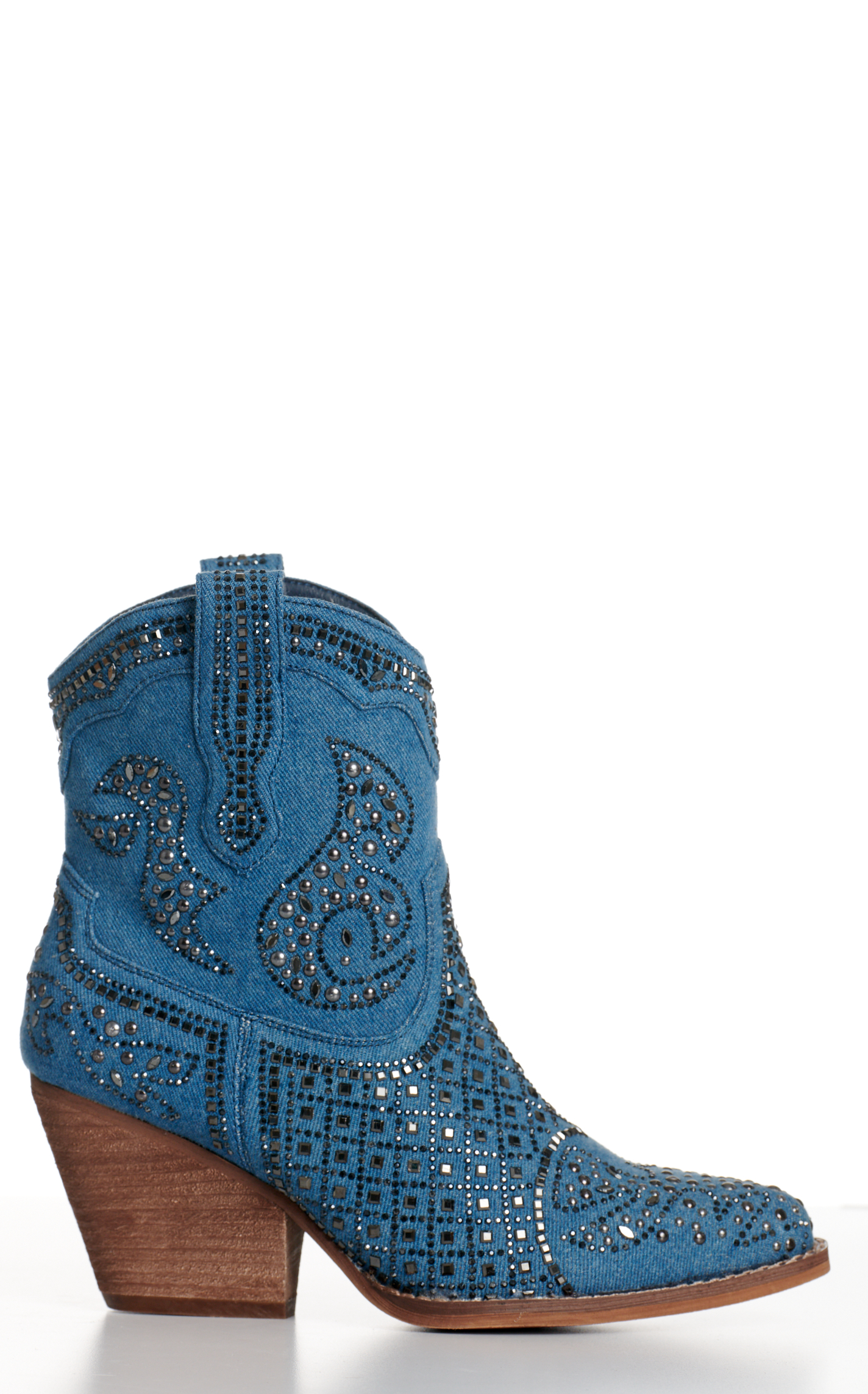 Very G Women's Show Off Denim with Western Studs Snip Toe Booties - Image 1