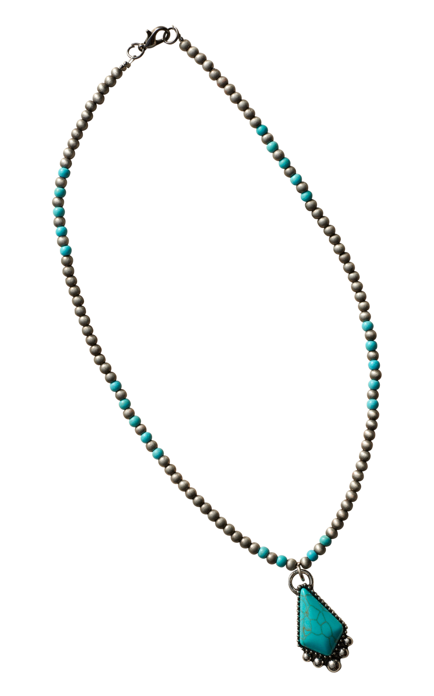 Rockin C Navajo Pearls & Diamond Turquoise Stone Pendant Necklace - Image 1