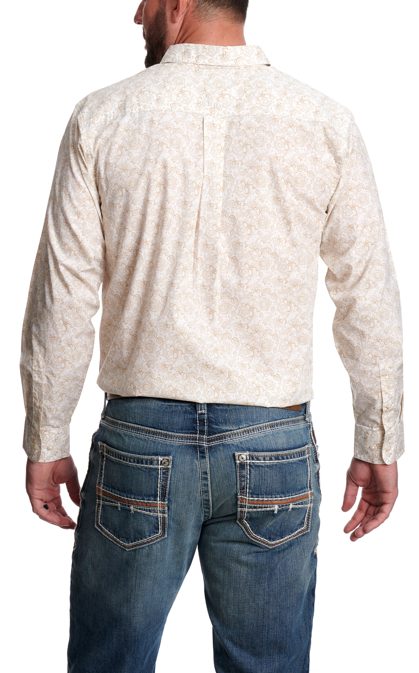 Ariat Men's Addison White & Sand Paisley Western Shirt - Big & Tall Sizes - Image 1
